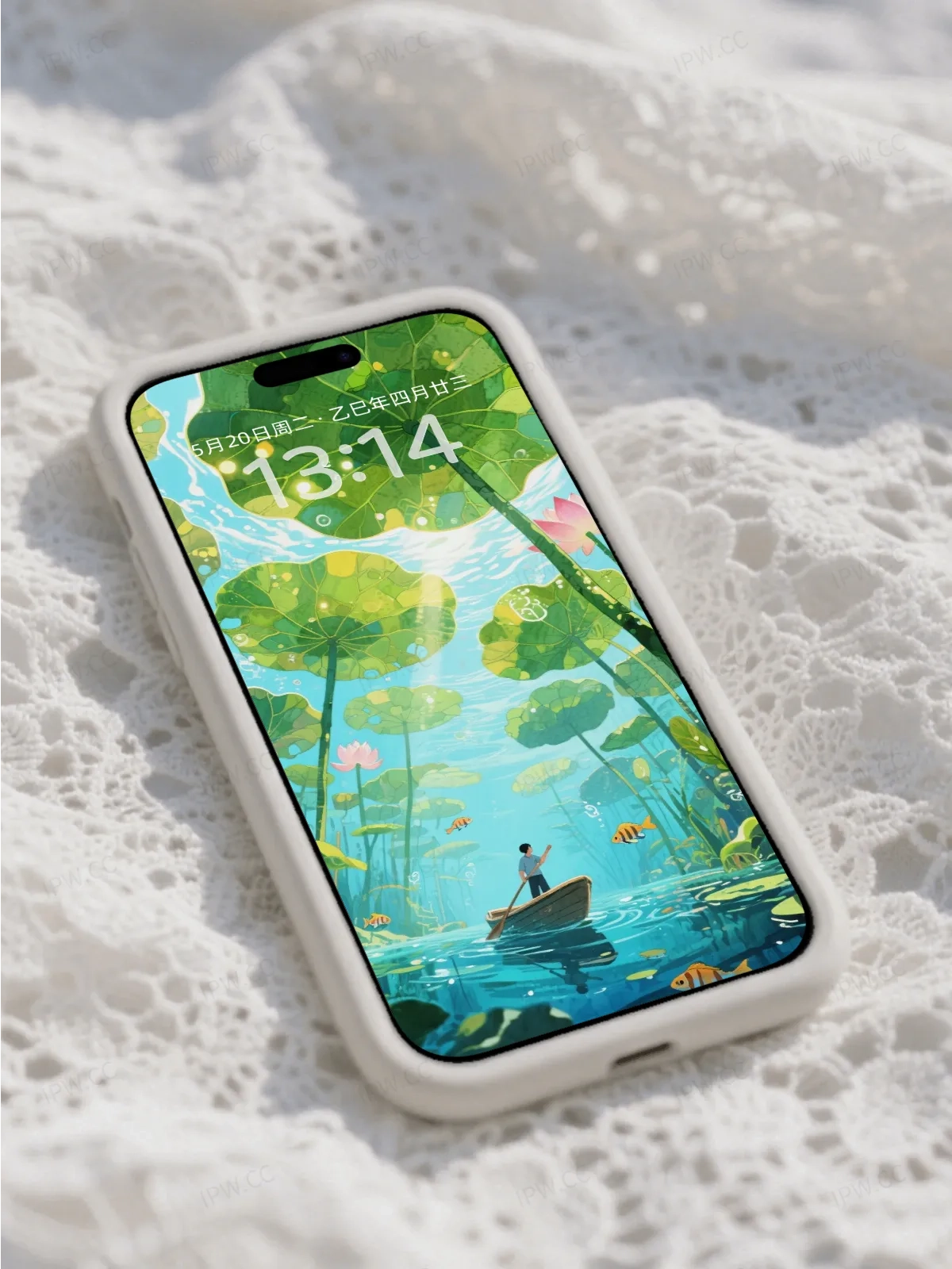 荷塘叶下泛舟手机高清静态壁纸#20250728171305 21fdc93377df561