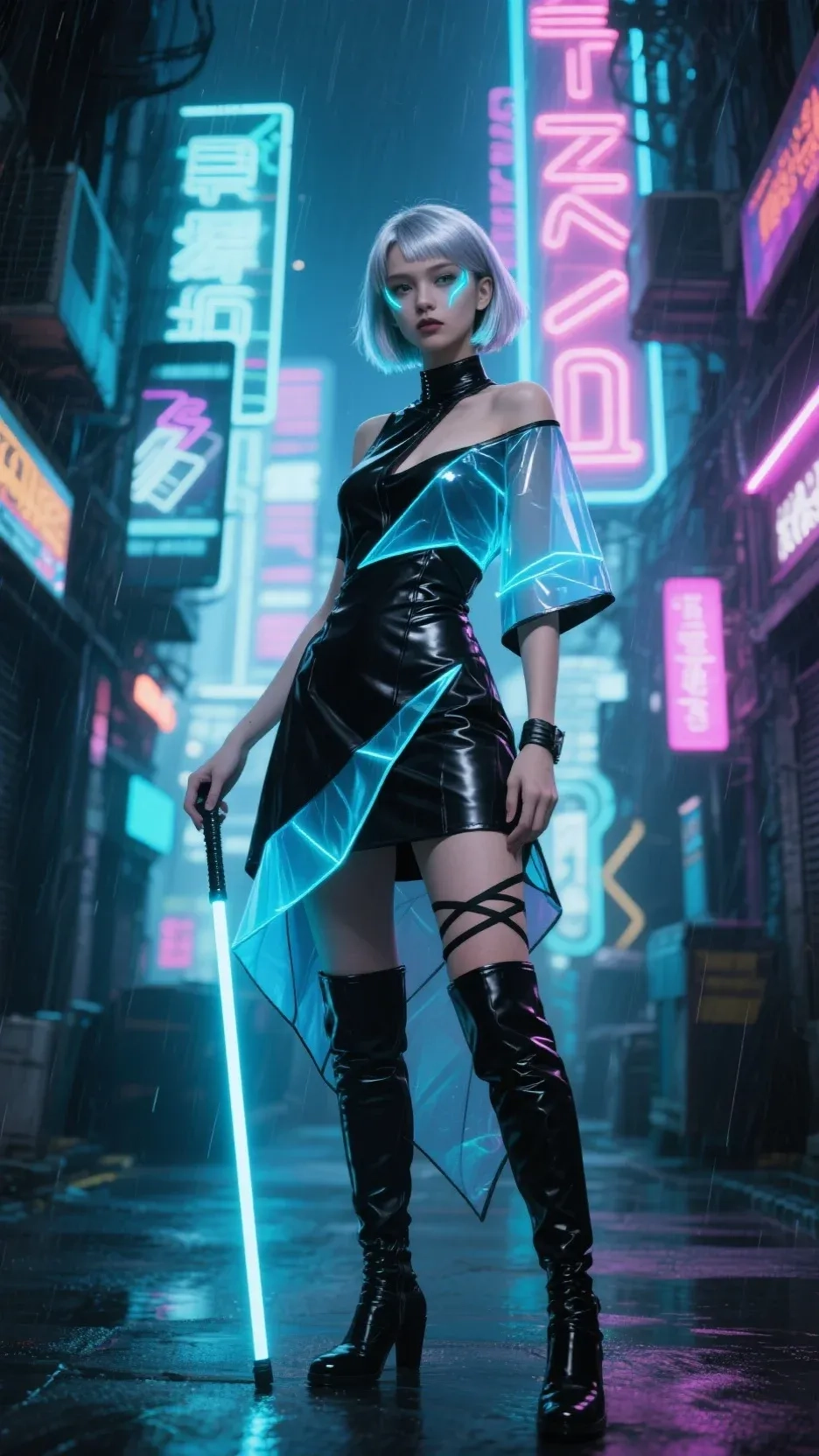 赛博朋克女孩站立手机高清静态壁纸#20250728171226