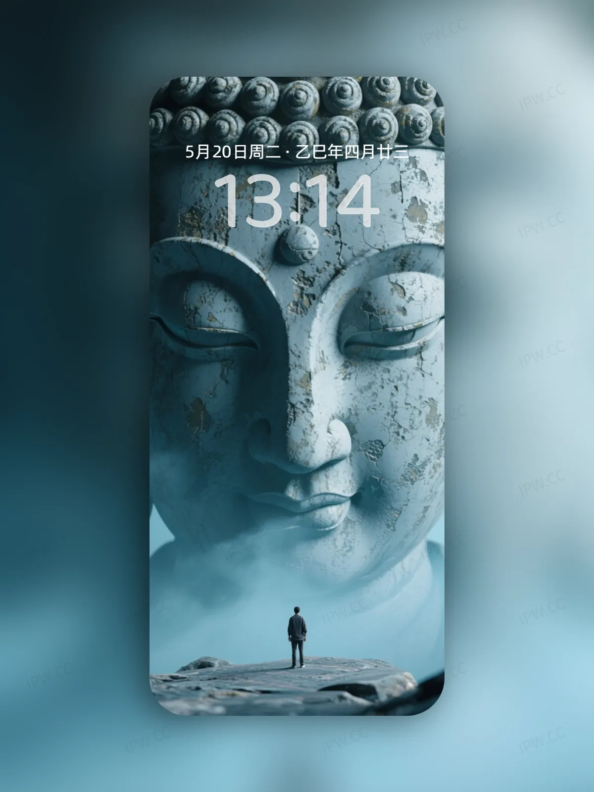 站在佛祖面前的男人手机高清静态壁纸#20250728172726 35107a4467cffaf