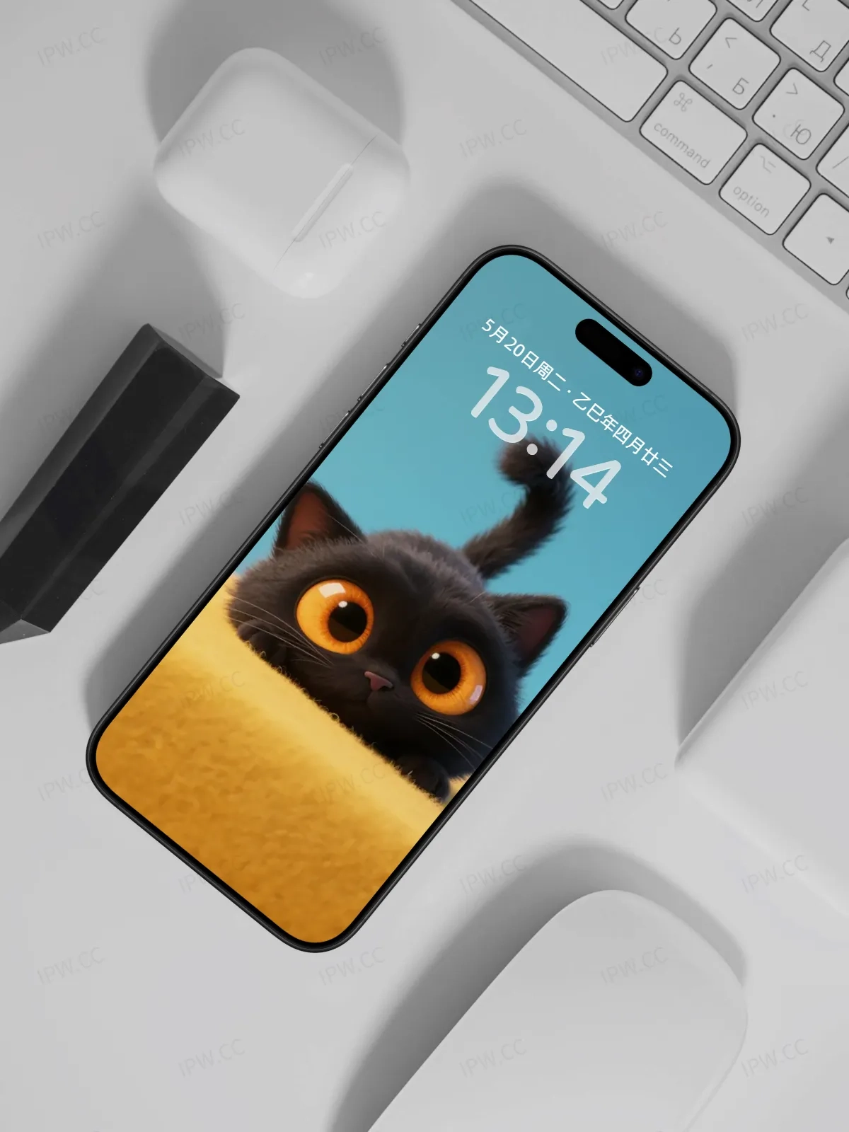大眼睛黑猫手机高清静态壁纸#20250730141307 3888db6e2084fe4