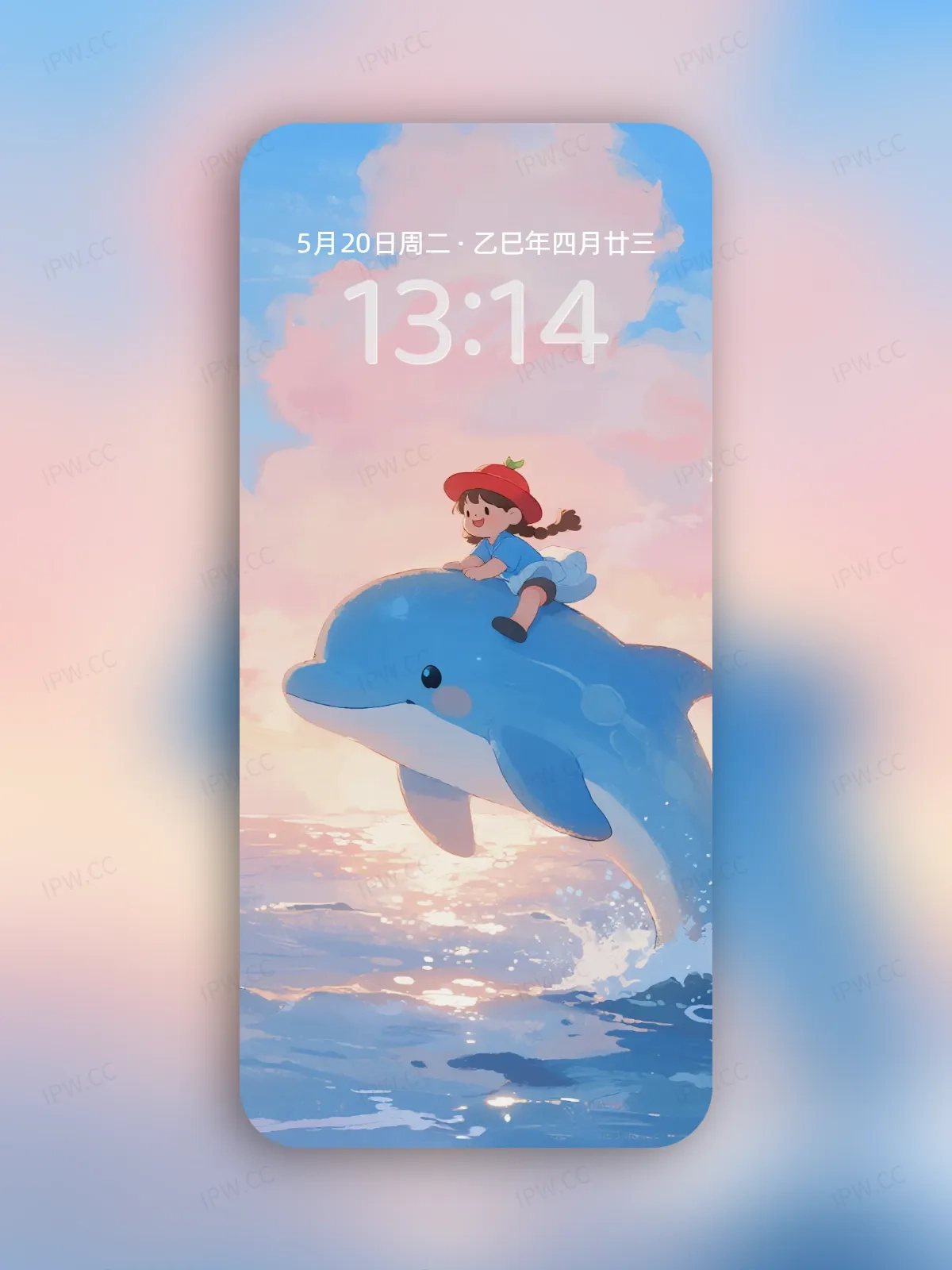 骑着海豚的小女孩手机高清静态壁纸#20250728172644 3d983bcbaae7dcb