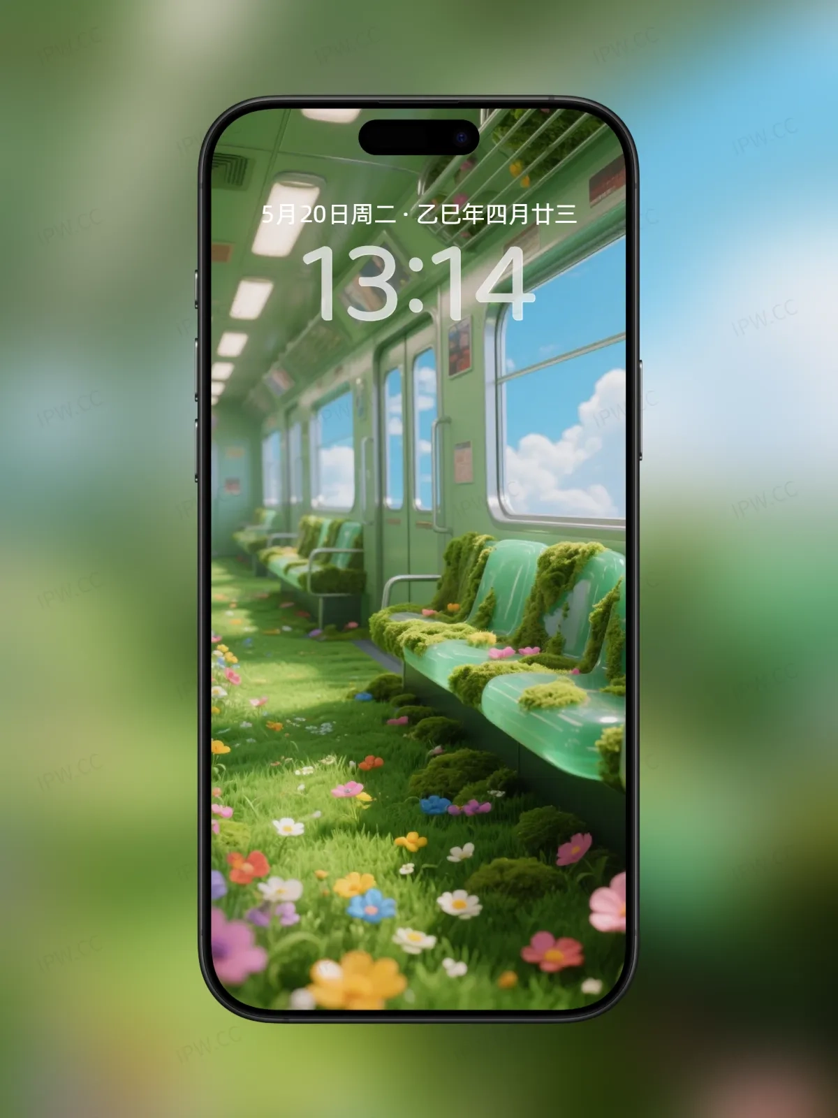 花草地铁车厢手机高清静态壁纸#20250728171735