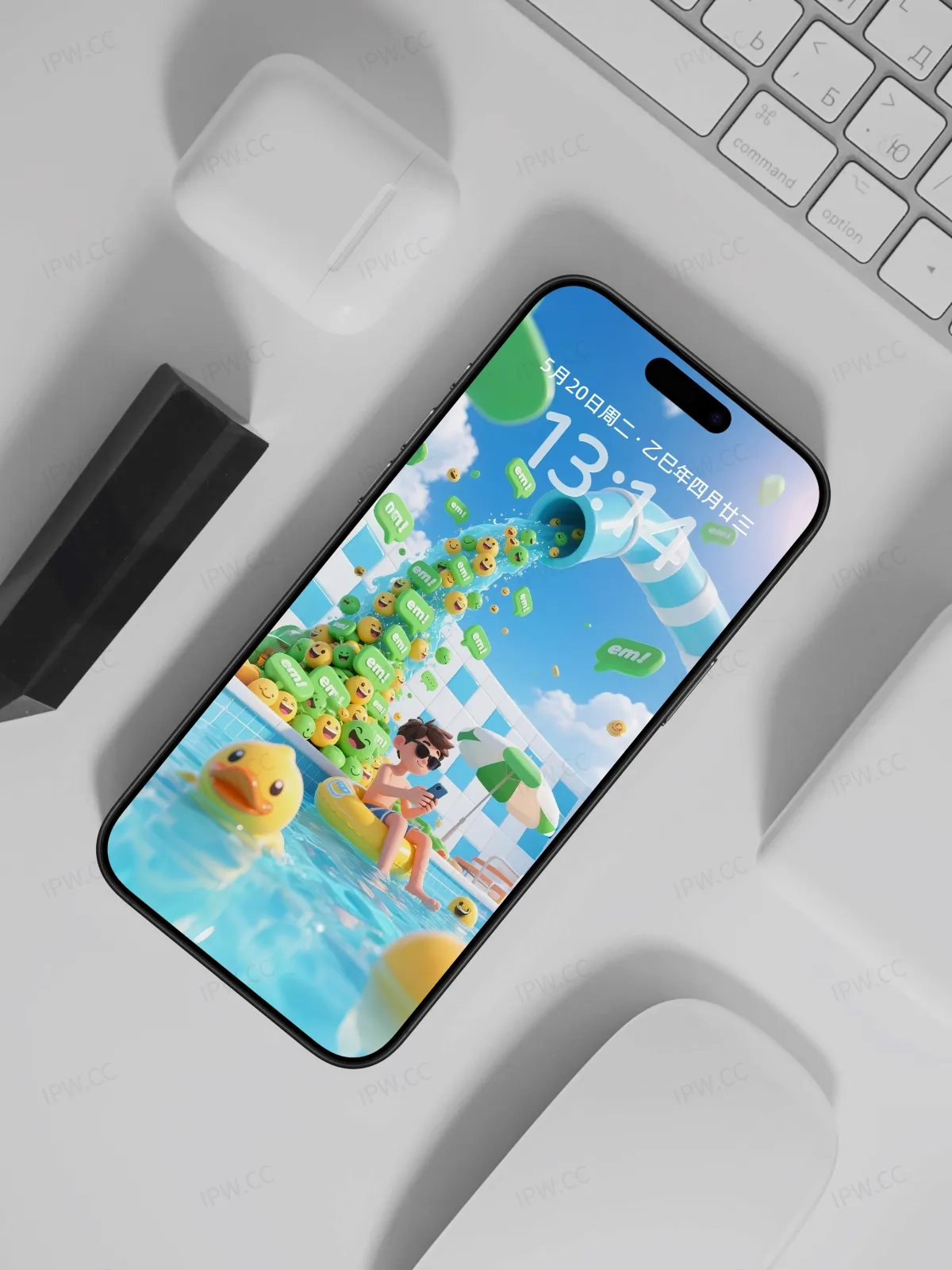 泳池小黄鸭男孩手机高清静态壁纸#20250728164610 4b8ab9b57c9b548