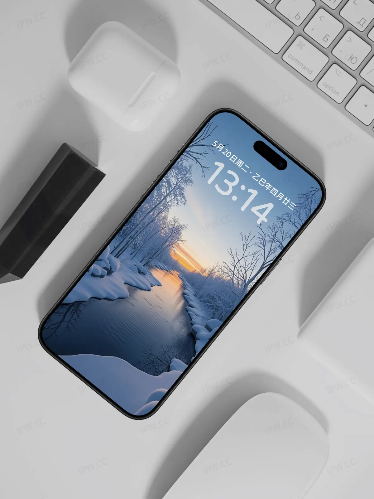 冬日雪天河流手机高清静态壁纸#20250728173158 4bcc10e99da4701