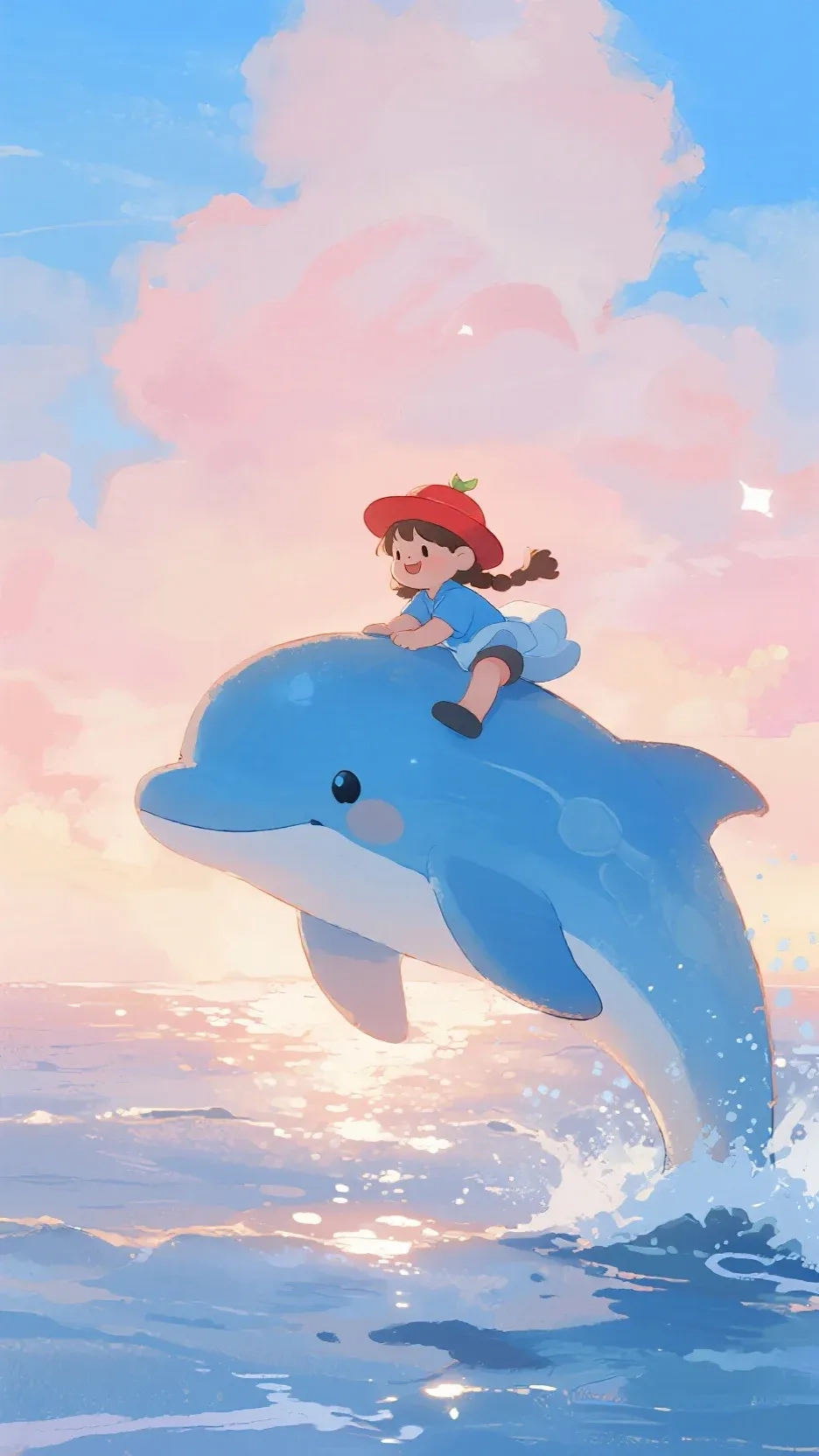 骑着海豚的小女孩手机高清静态壁纸#20250728172644