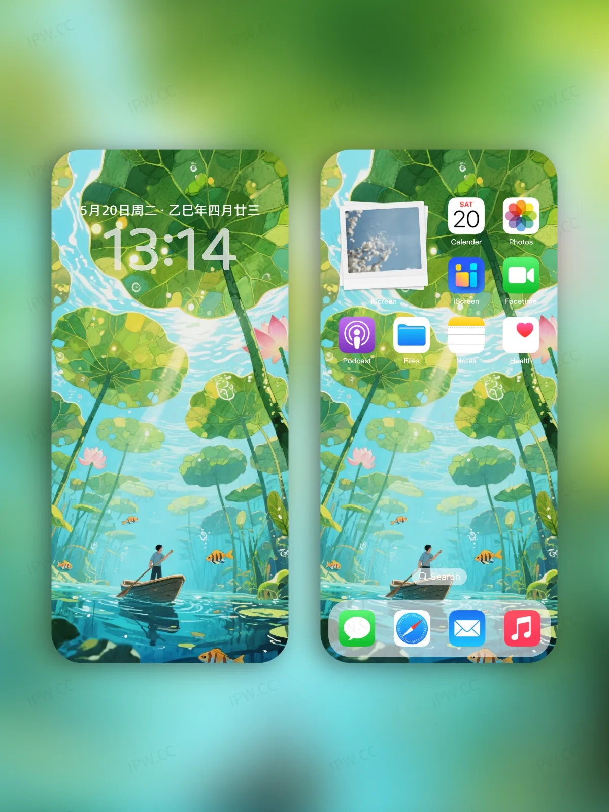 荷塘叶下泛舟手机高清静态壁纸#20250728171305 535166a1048330e