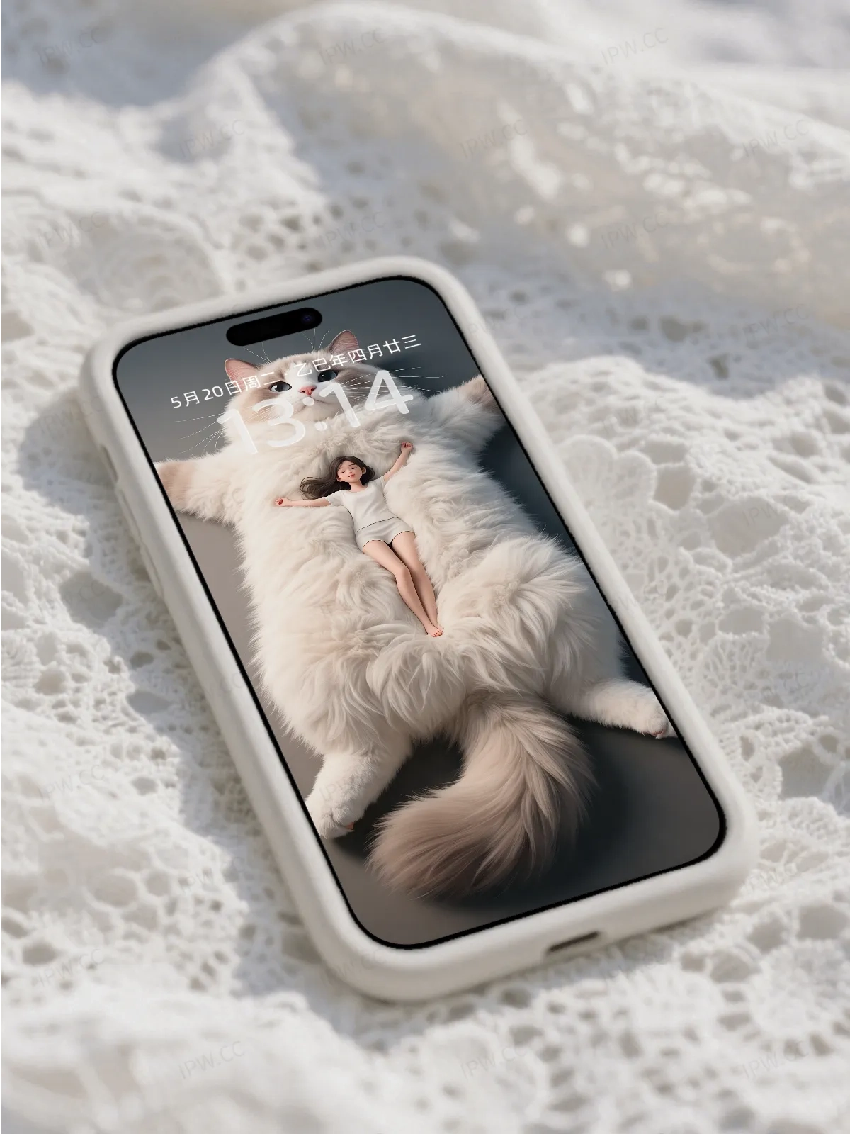 女孩躺在猫身上手机高清静态壁纸#20250728163815 544c4e45977ba7c
