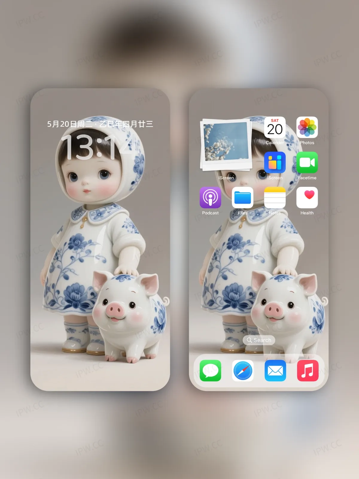 陶瓷娃娃和小猪手机高清静态壁纸#20250728172800 556f33491579a49