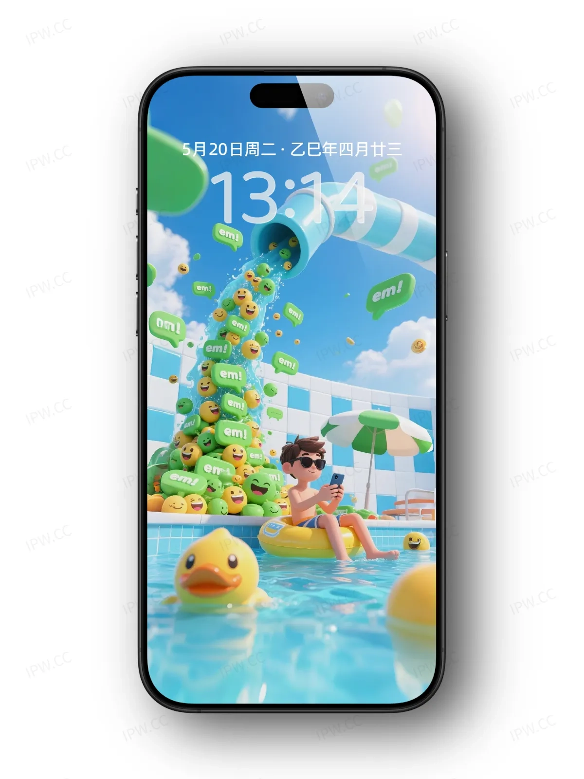 泳池小黄鸭男孩手机高清静态壁纸#20250728164610 5c635aa0b761352