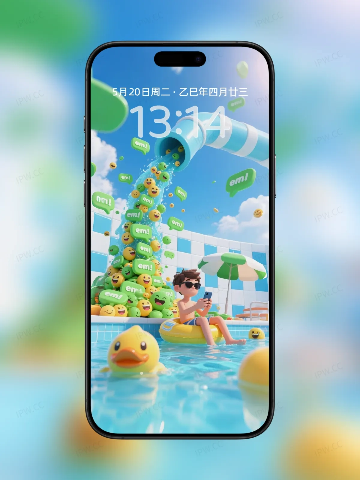泳池小黄鸭男孩手机高清静态壁纸#20250728164610