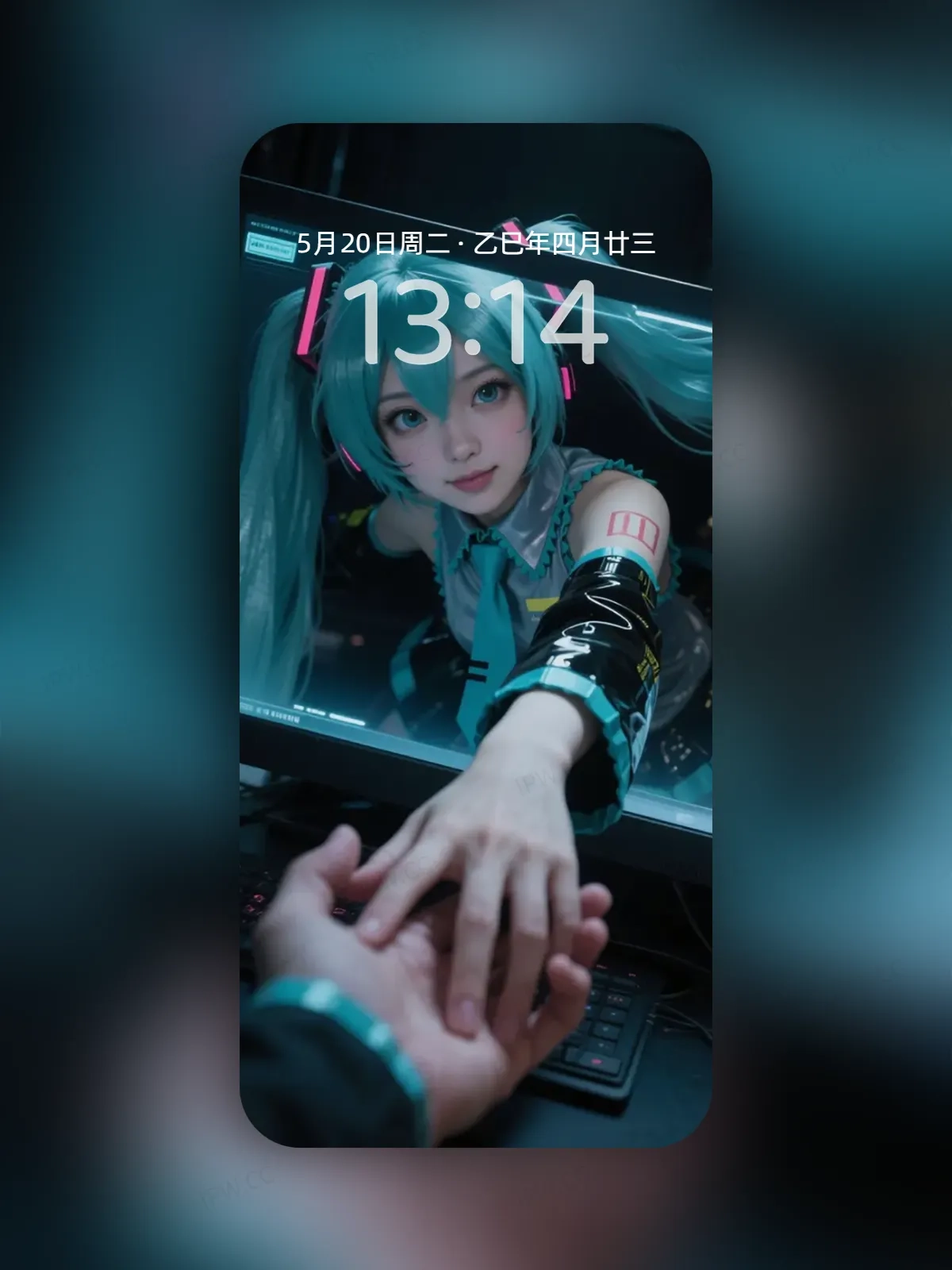 牵手屏幕中女孩手机高清静态壁纸#20250730141730 63d61fd8dc9a525