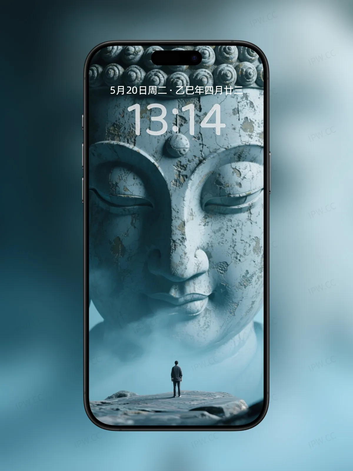 站在佛祖面前的男人手机高清静态壁纸#20250728172726