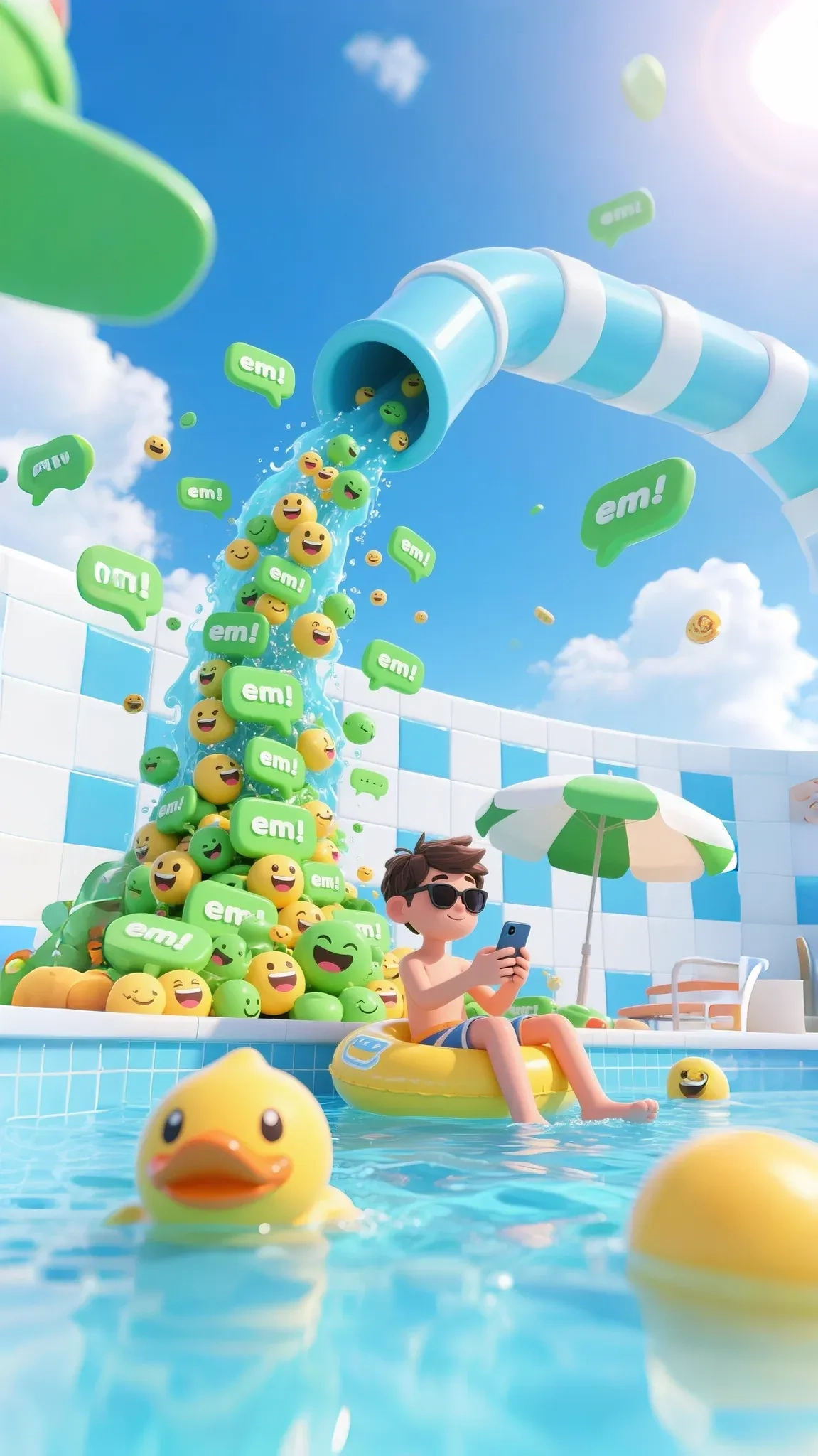 泳池小黄鸭男孩手机高清静态壁纸#20250728164610