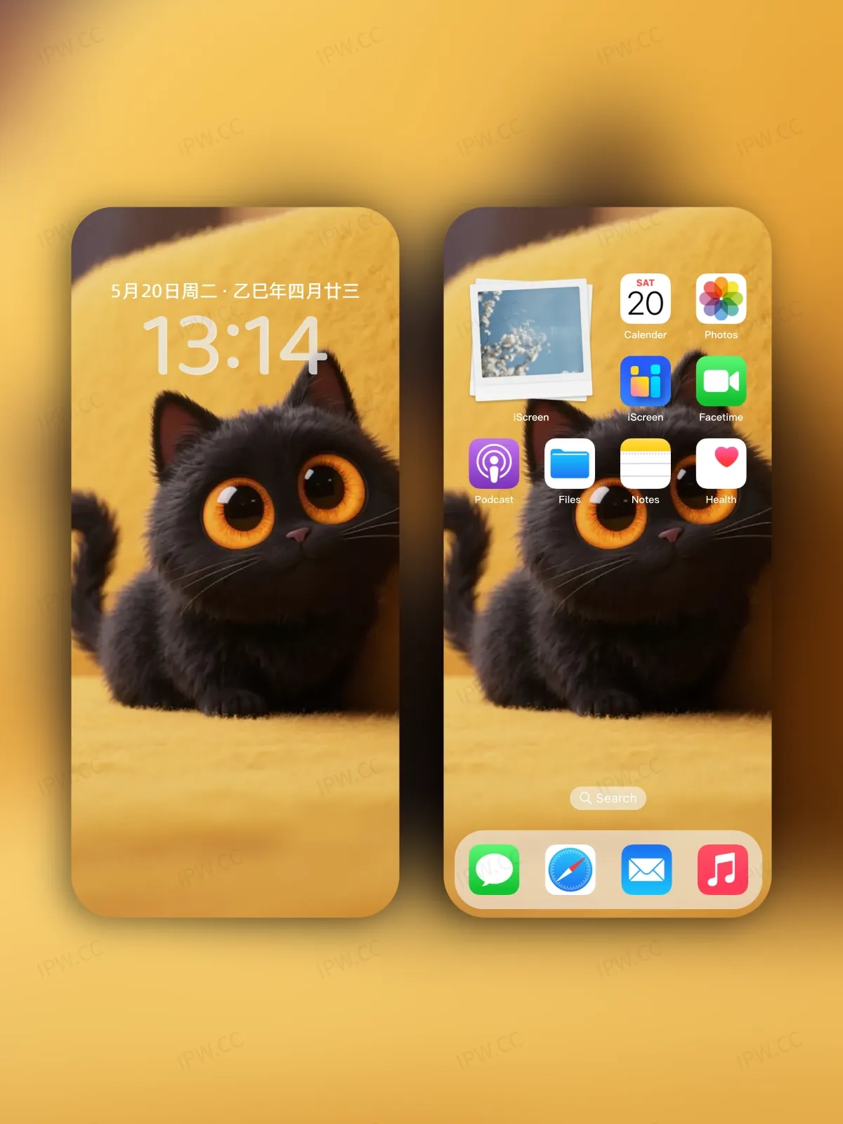 黑色大眼睛猫咪手机高清静态壁纸#20250730141025 6e8c0a5c34df75e