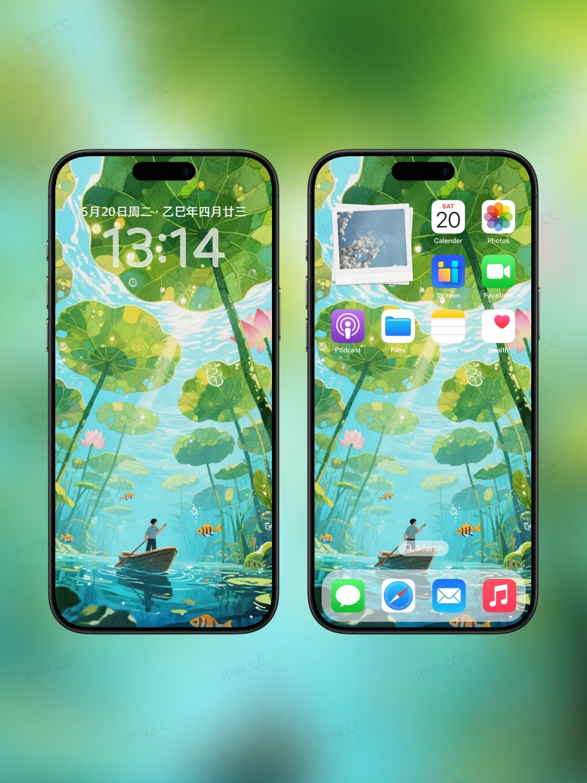 荷塘叶下泛舟手机高清静态壁纸#20250728171305 78a433f3b80d60a