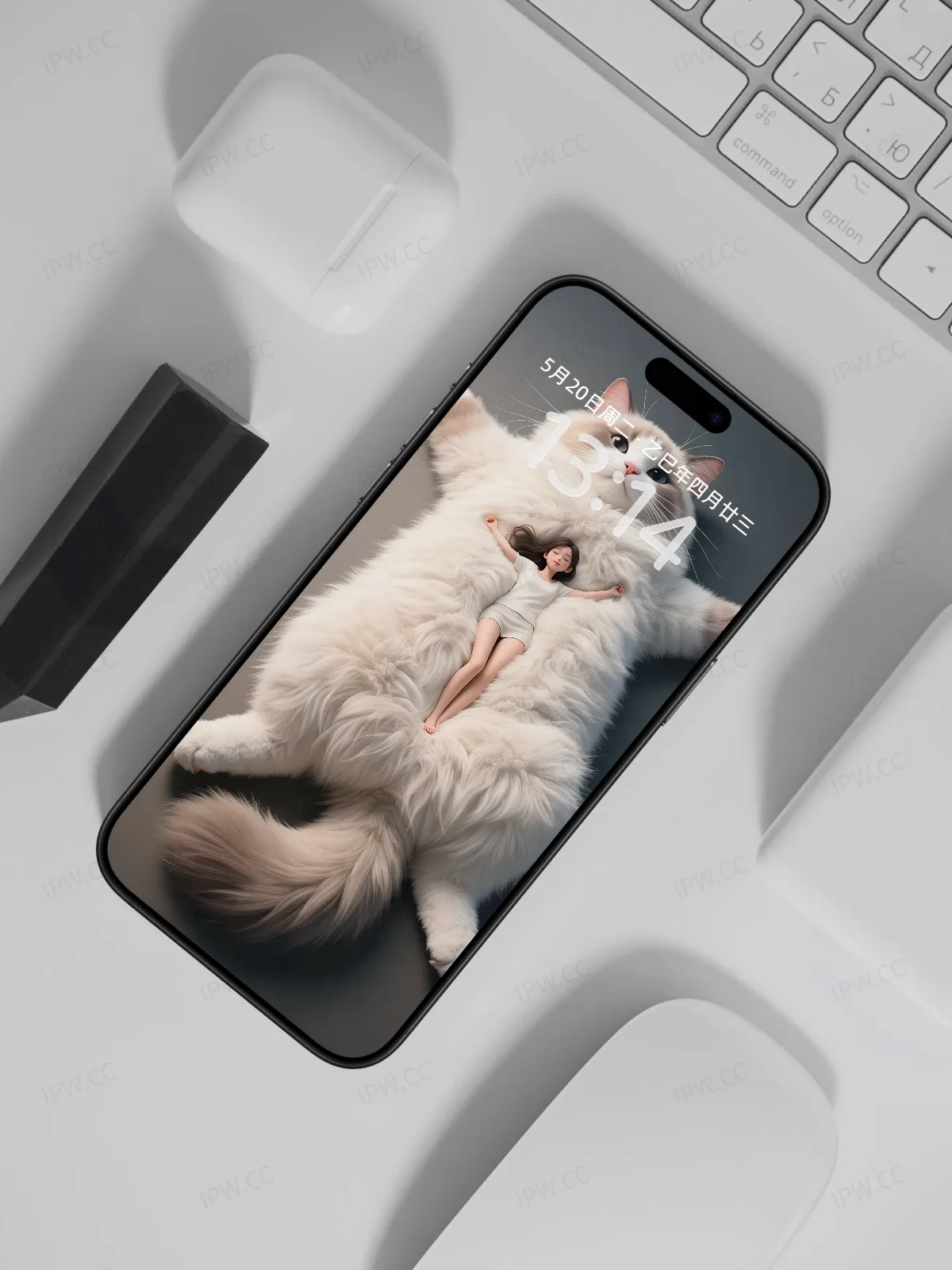 女孩躺在猫身上手机高清静态壁纸#20250728163815 87b863250c738b9