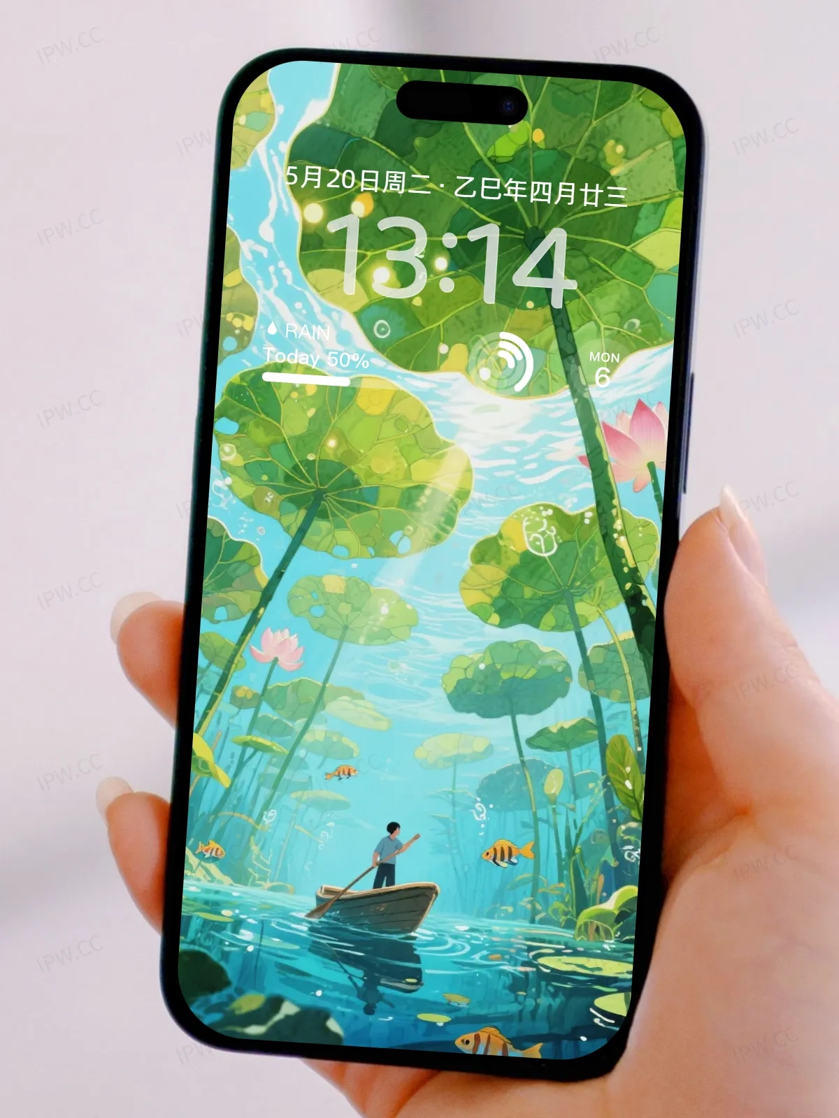 荷塘叶下泛舟手机高清静态壁纸#20250728171305 a18075122ef7e16