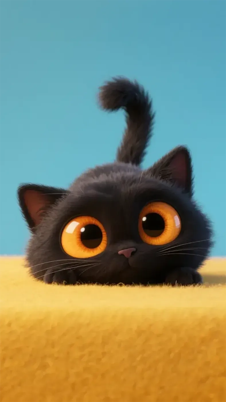 大眼睛黑猫手机高清静态壁纸#20250730141307