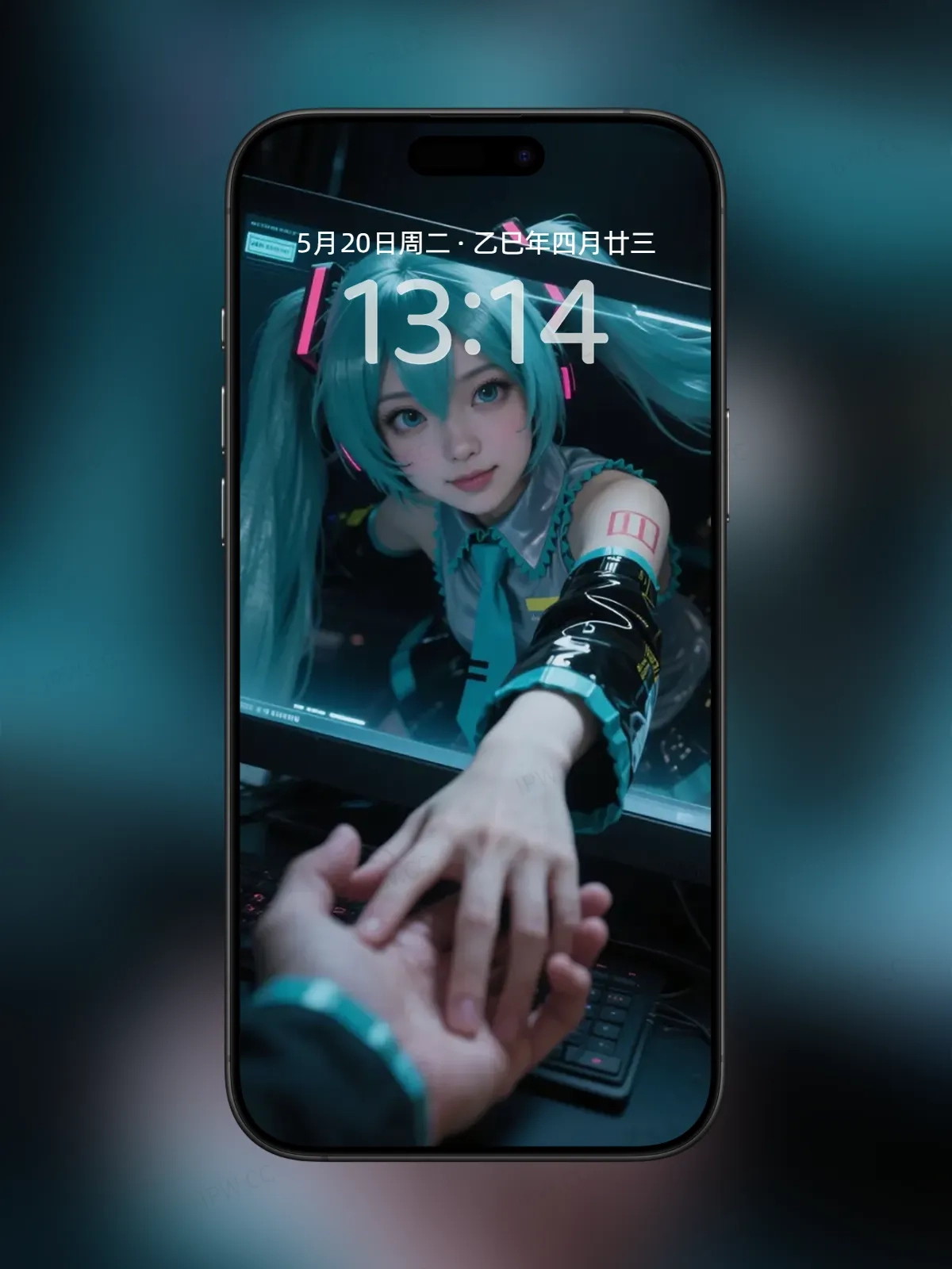 牵手屏幕中女孩手机高清静态壁纸#20250730141730 aa04e301fd14924