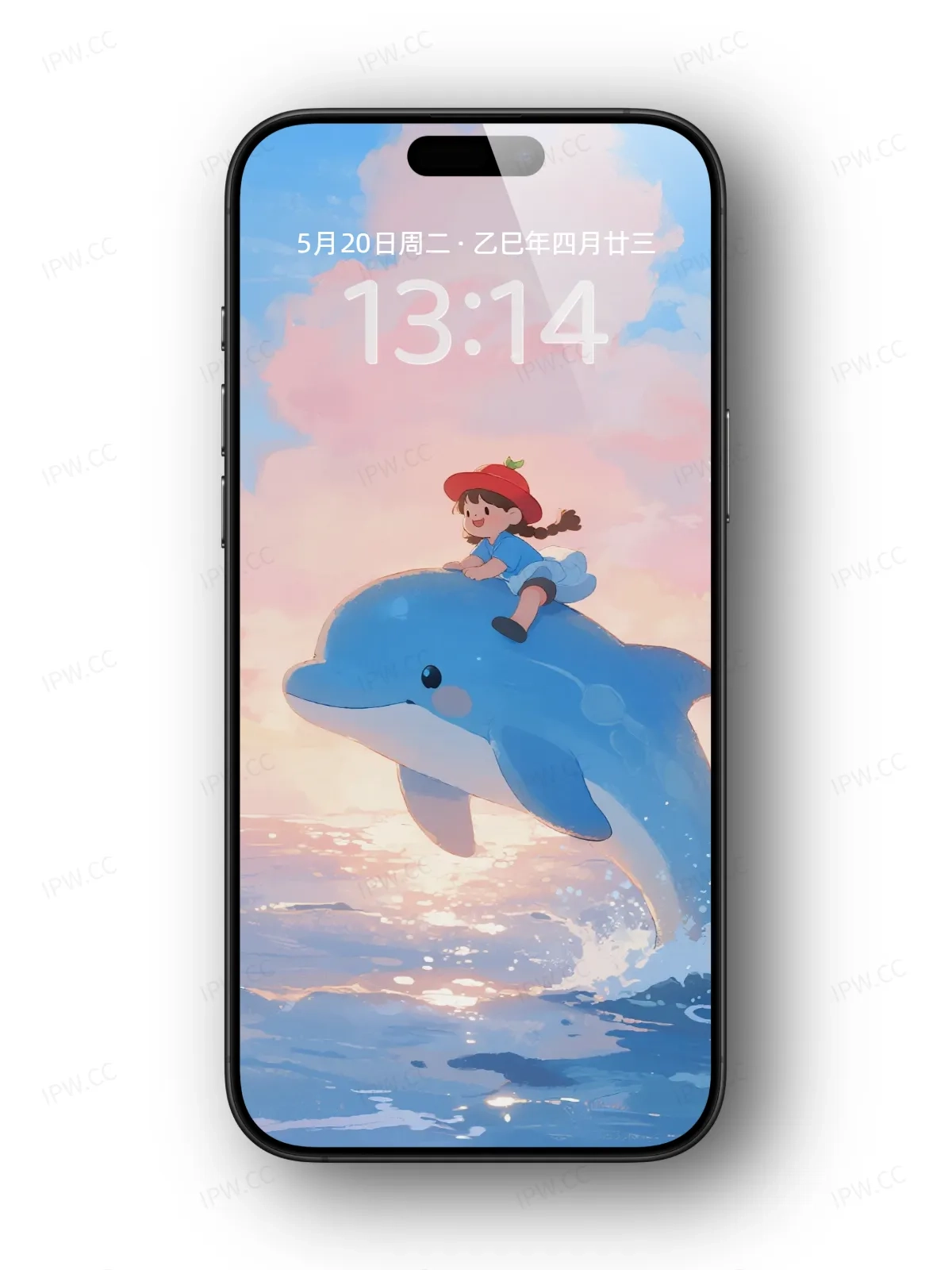 骑着海豚的小女孩手机高清静态壁纸#20250728172644 b4e7bea97b420c7