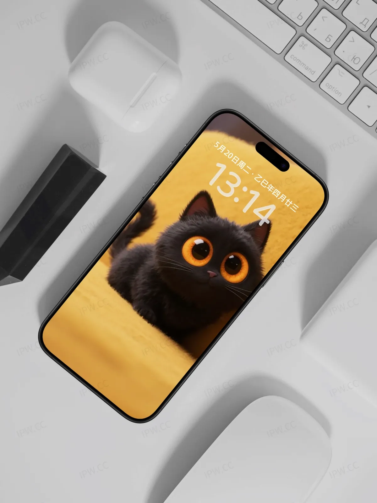 黑色大眼睛猫咪手机高清静态壁纸#20250730141025 b9d74d33dc14ddb