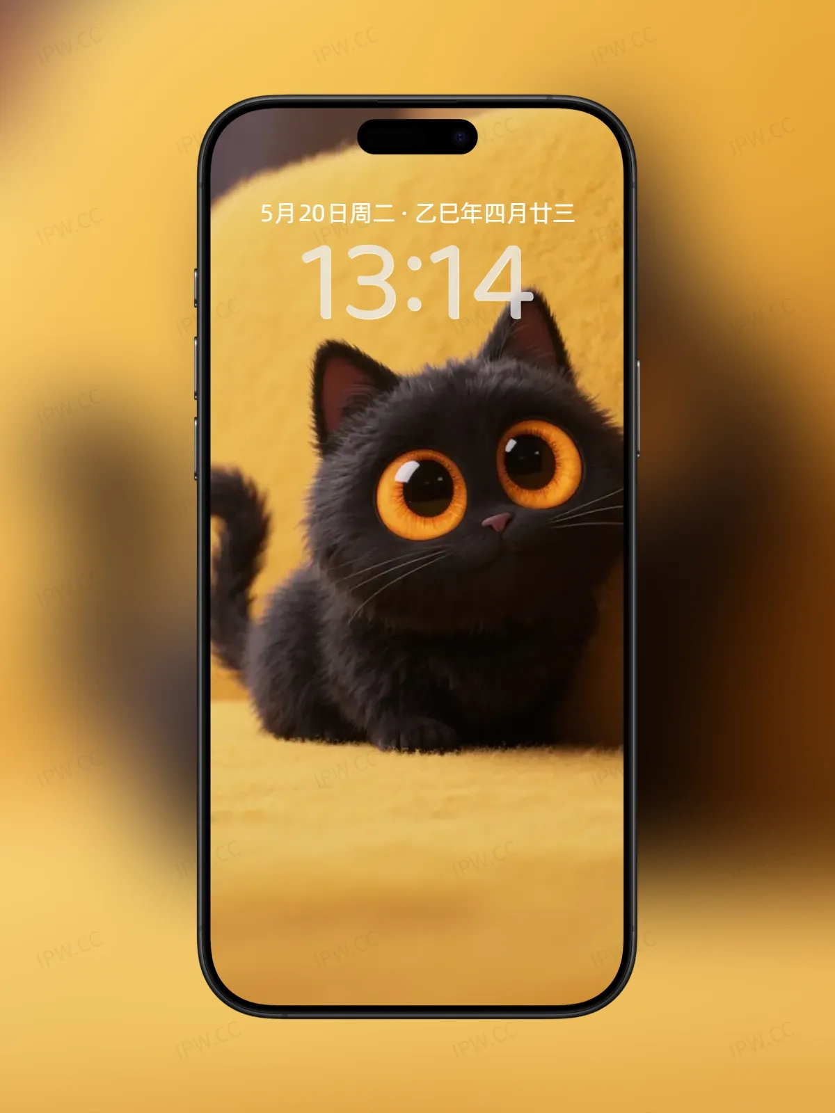 黑色大眼睛猫咪手机高清静态壁纸#20250730141025 bb20ba46de8dcd2