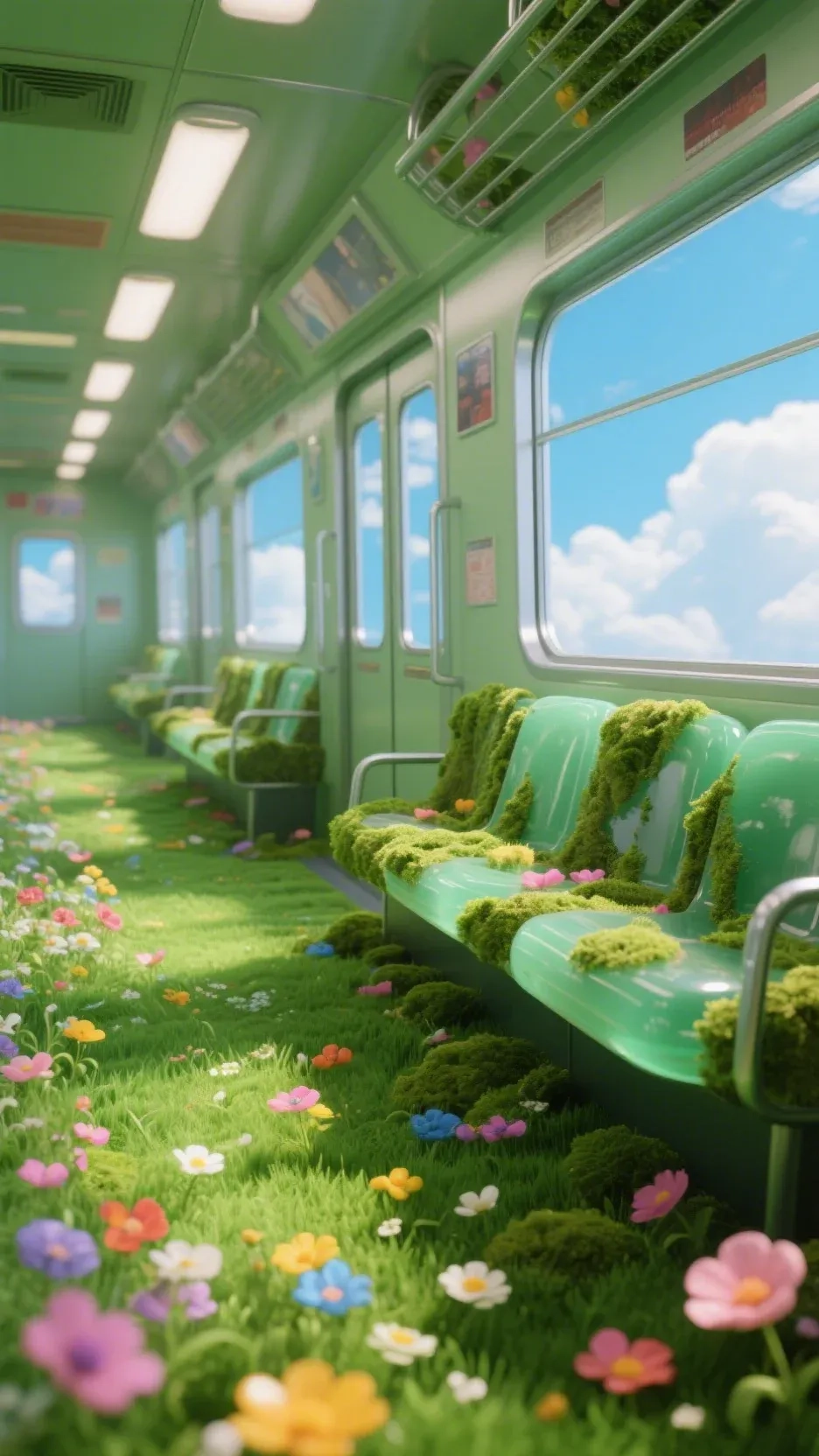 花草地铁车厢手机高清静态壁纸#20250728171735