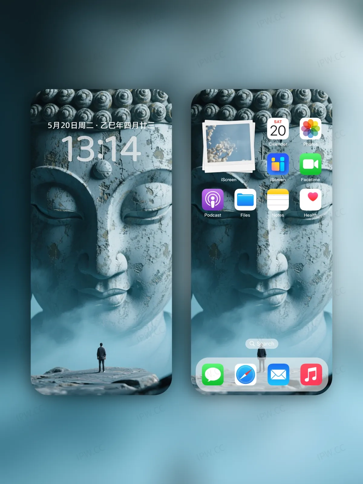 站在佛祖面前的男人手机高清静态壁纸#20250728172726 d419675fc38fa81