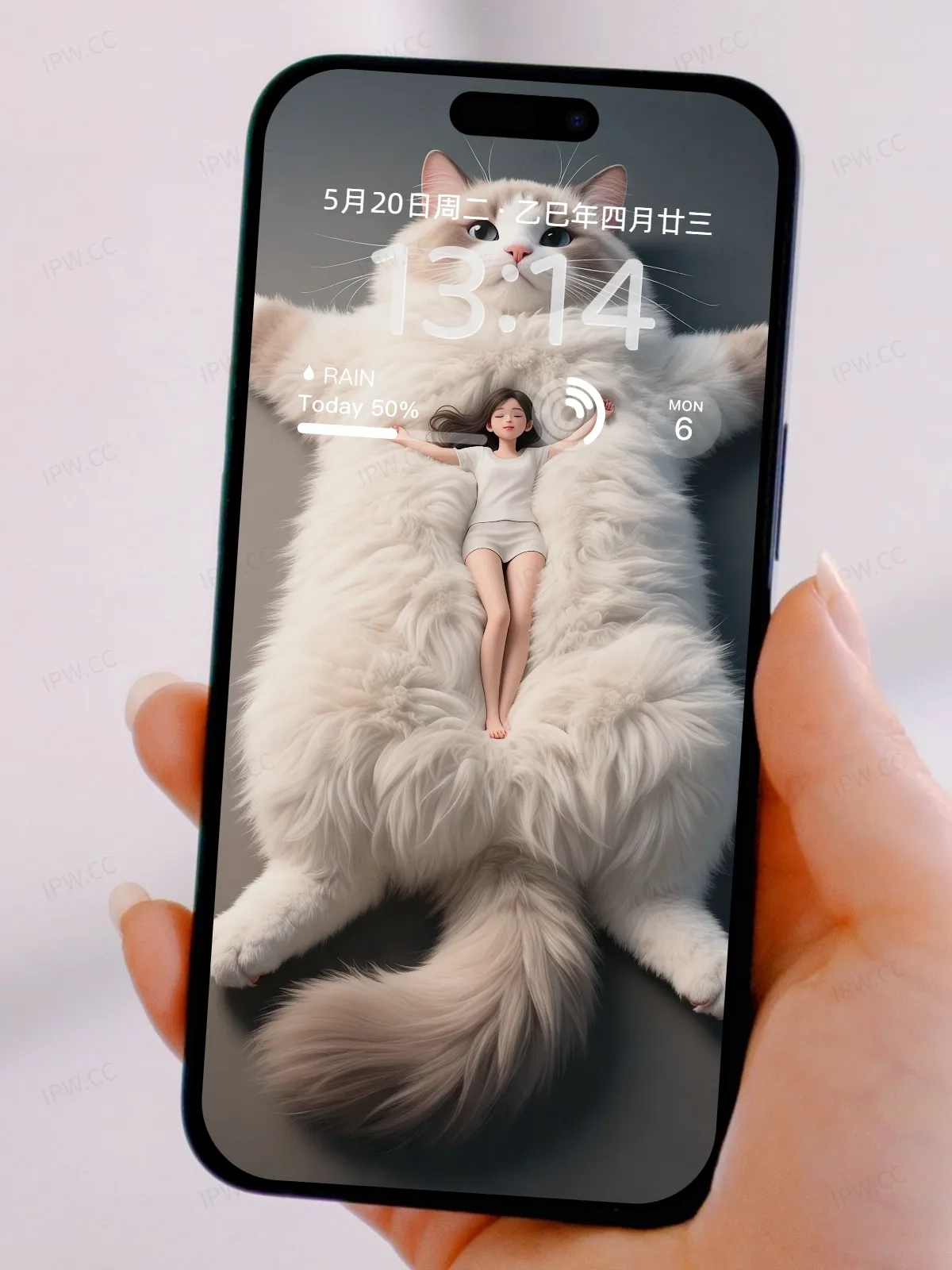 女孩躺在猫身上手机高清静态壁纸#20250728163815 d8b6bb503f726b4