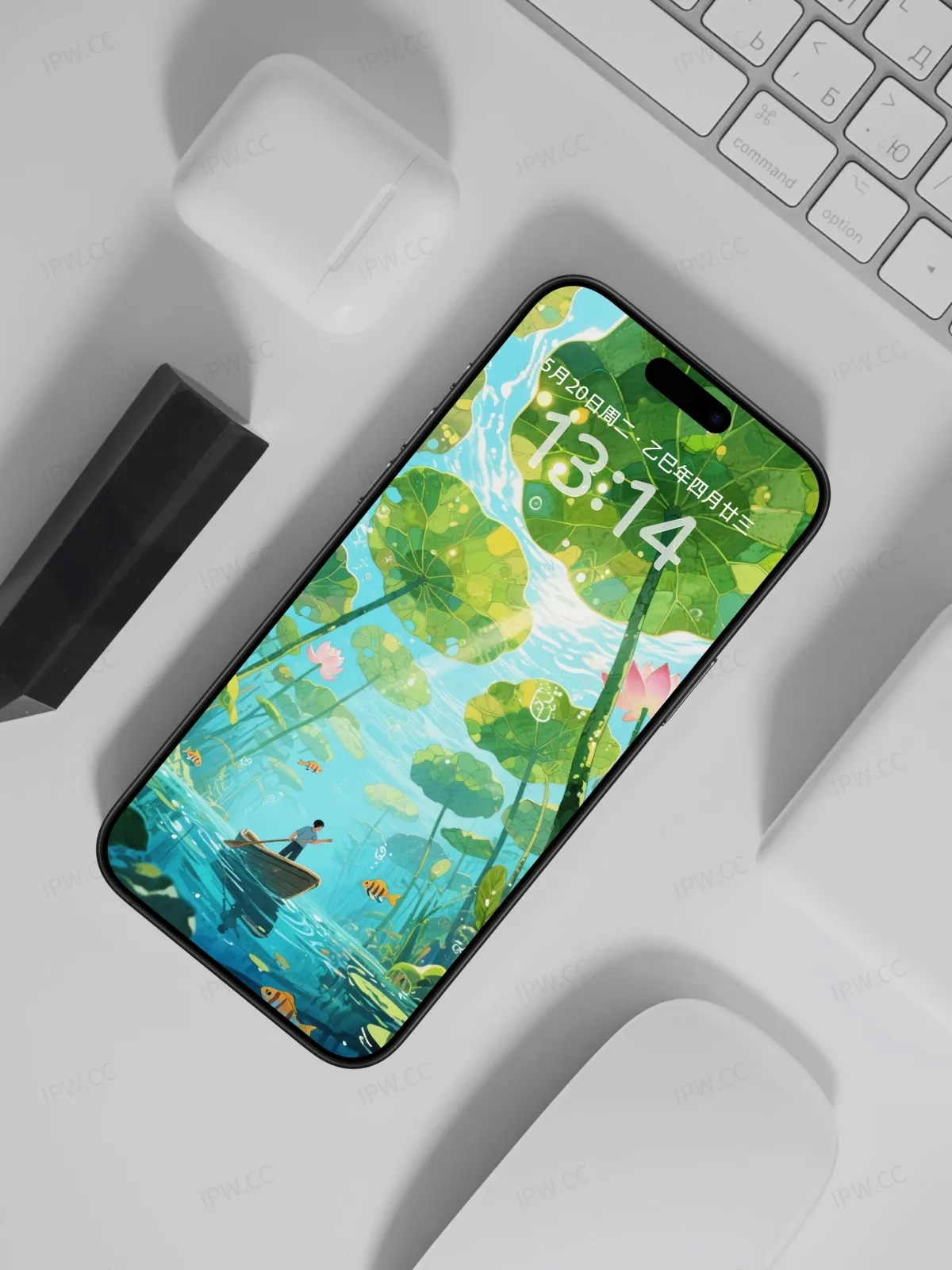 荷塘叶下泛舟手机高清静态壁纸#20250728171305 da6a004c93fd399