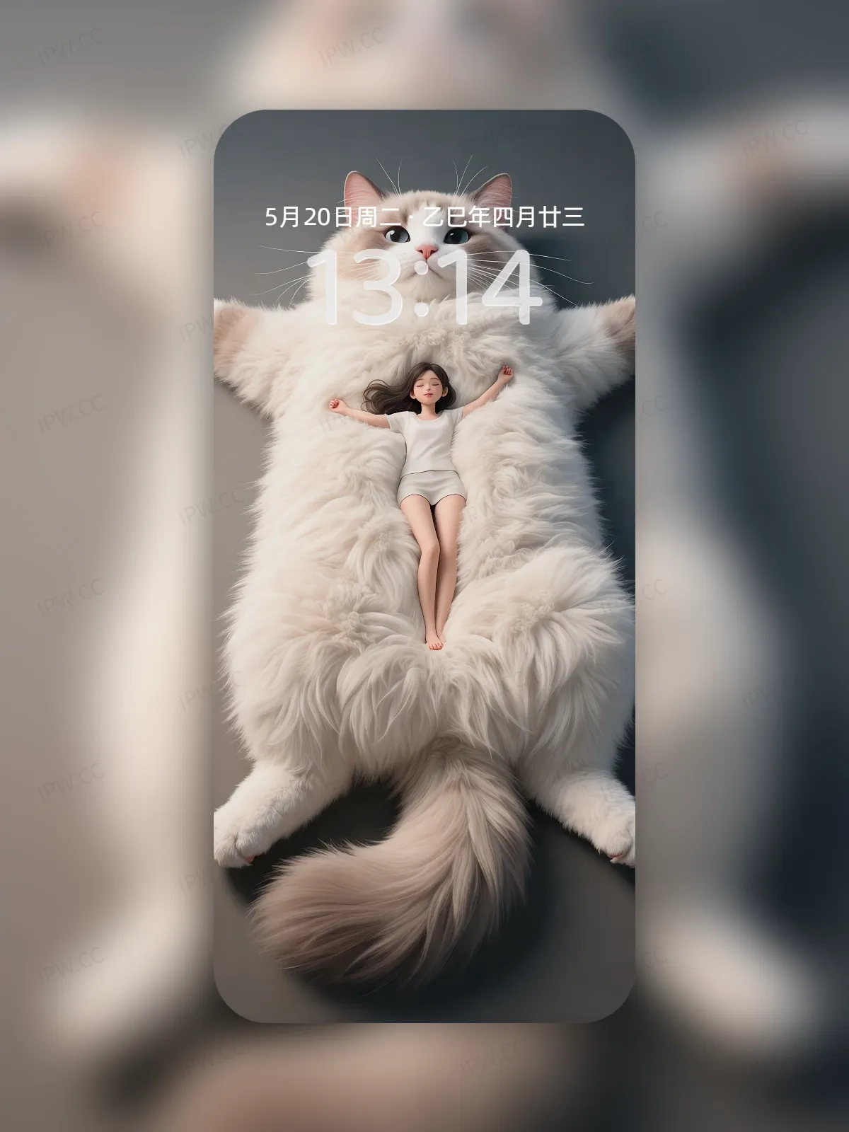 女孩躺在猫身上手机高清静态壁纸#20250728163815 de86cbe4ee4db41