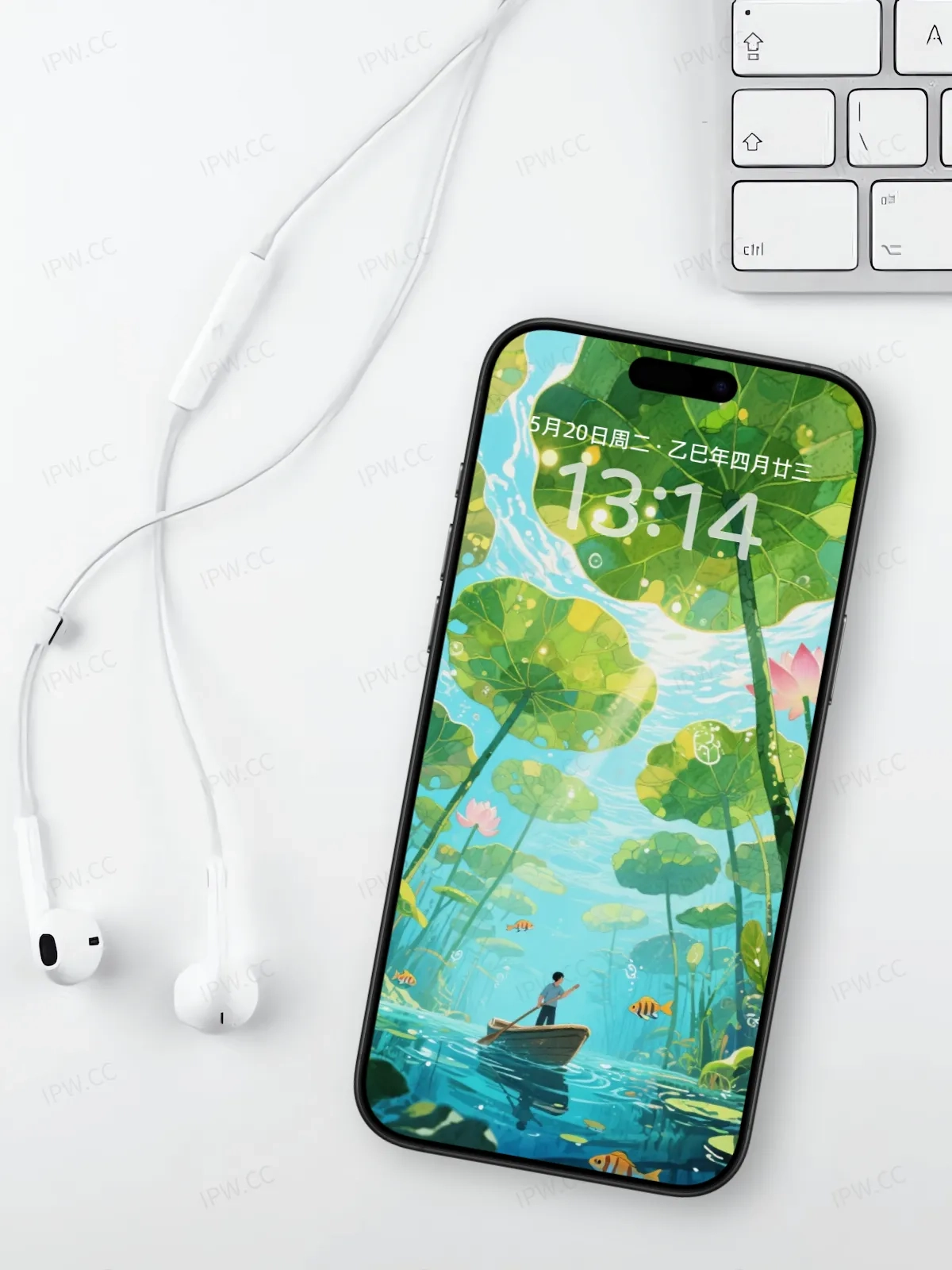 荷塘叶下泛舟手机高清静态壁纸#20250728171305 e1c55d67889a06c