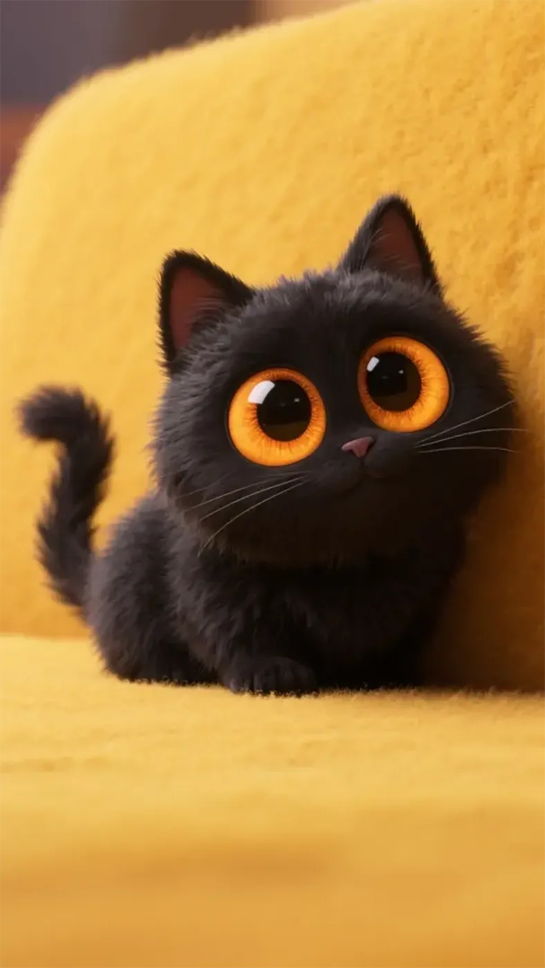 黑色大眼睛猫咪手机高清静态壁纸#20250730141025