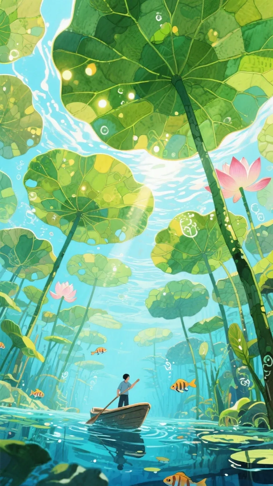 荷塘叶下泛舟手机高清静态壁纸#20250728171305