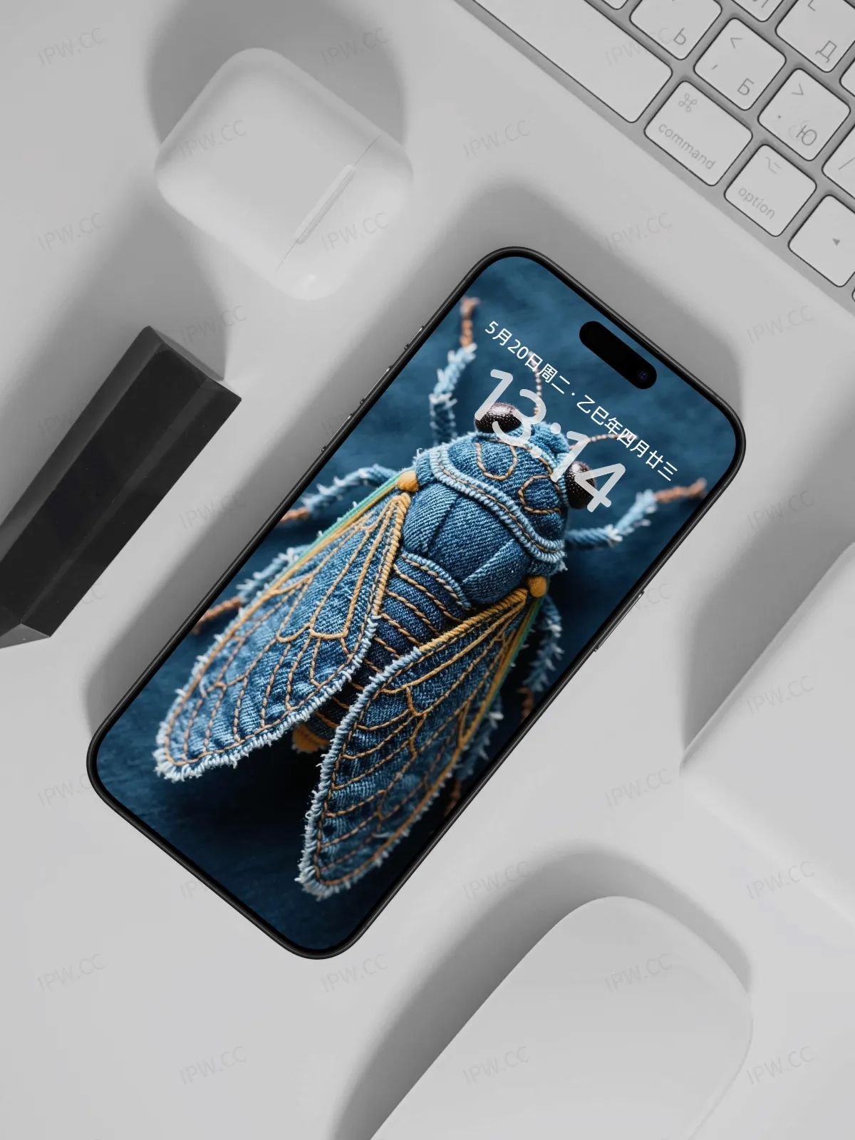 牛仔布材质蝉手机高清静态壁纸#20250730145031 03f3345612d9db5