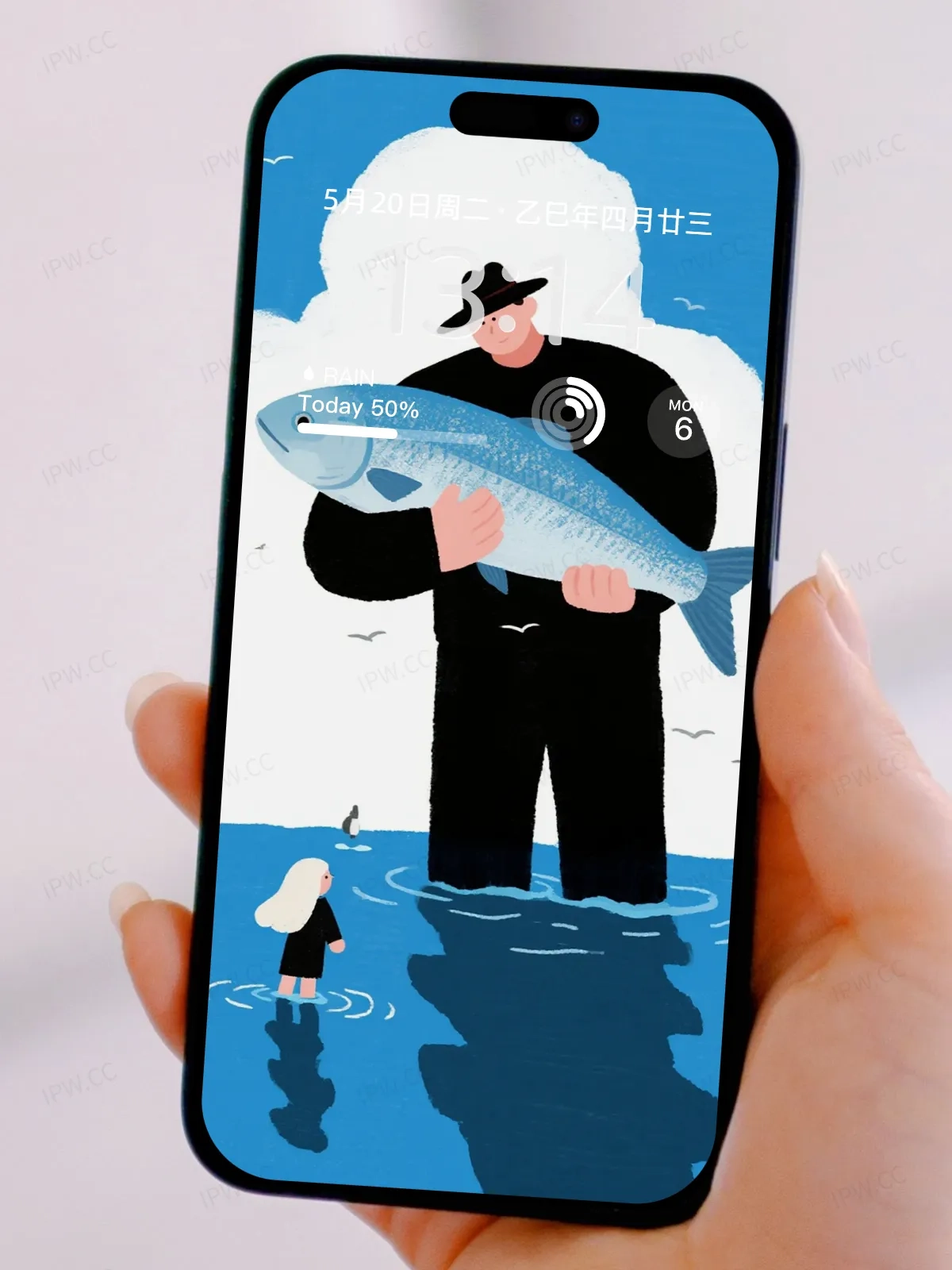 小女孩与父亲抓鱼手机高清静态壁纸#20250730143040 04ba30f4aa08afb