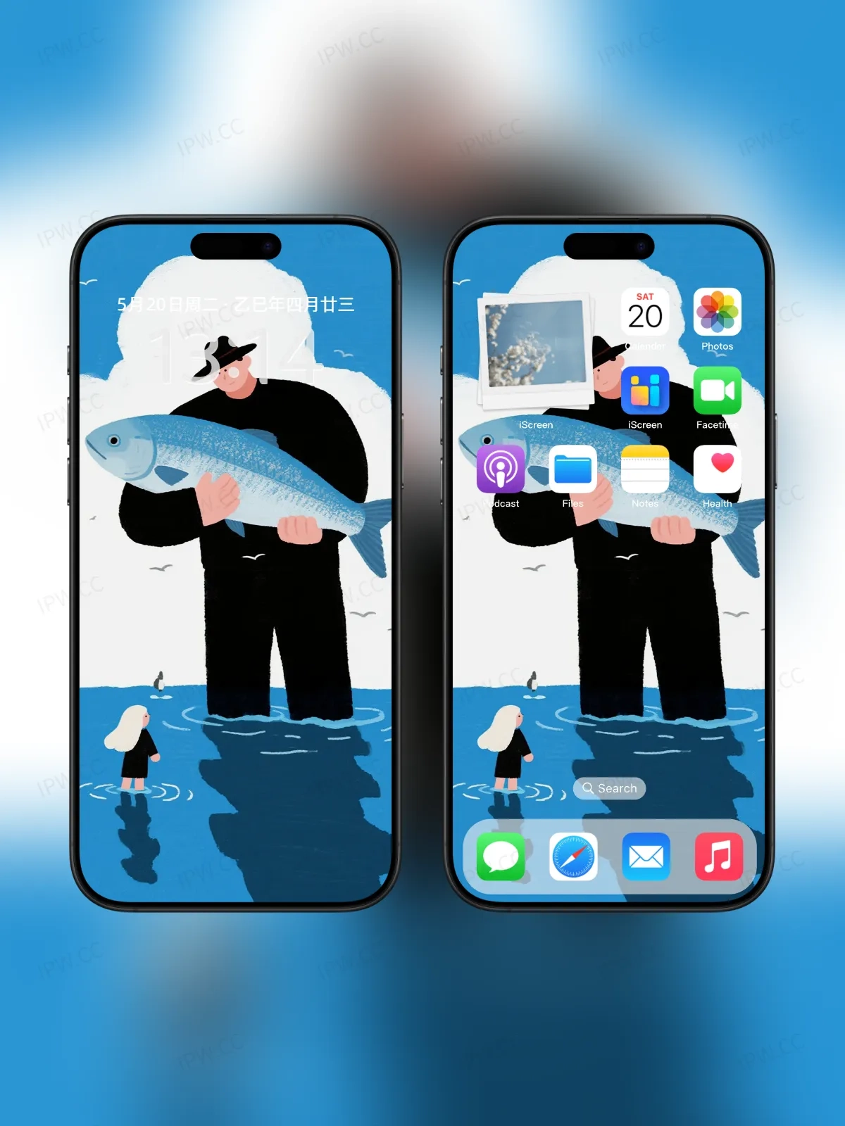 小女孩与父亲抓鱼手机高清静态壁纸#20250730143040 060c12b2658c0bc