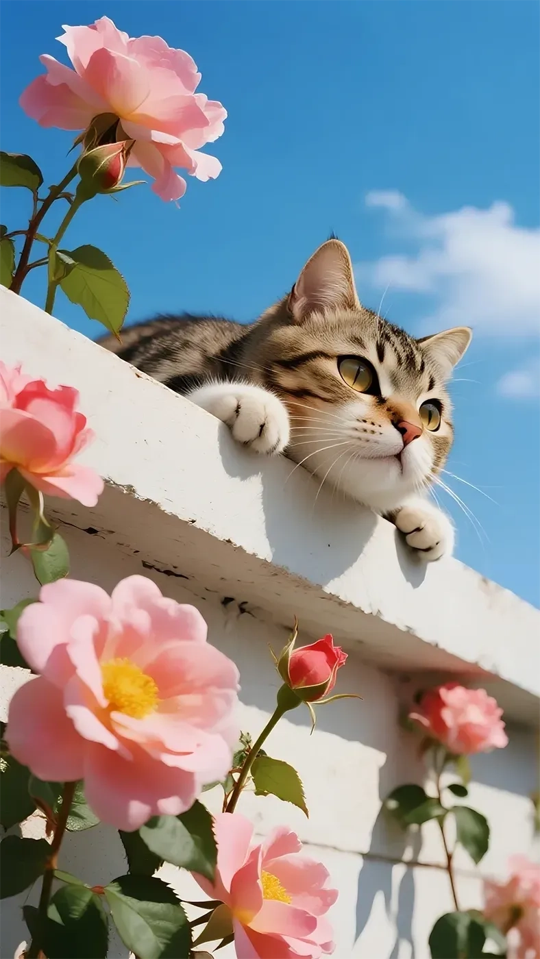 墙上的猫咪手机高清静态壁纸#20250801231745