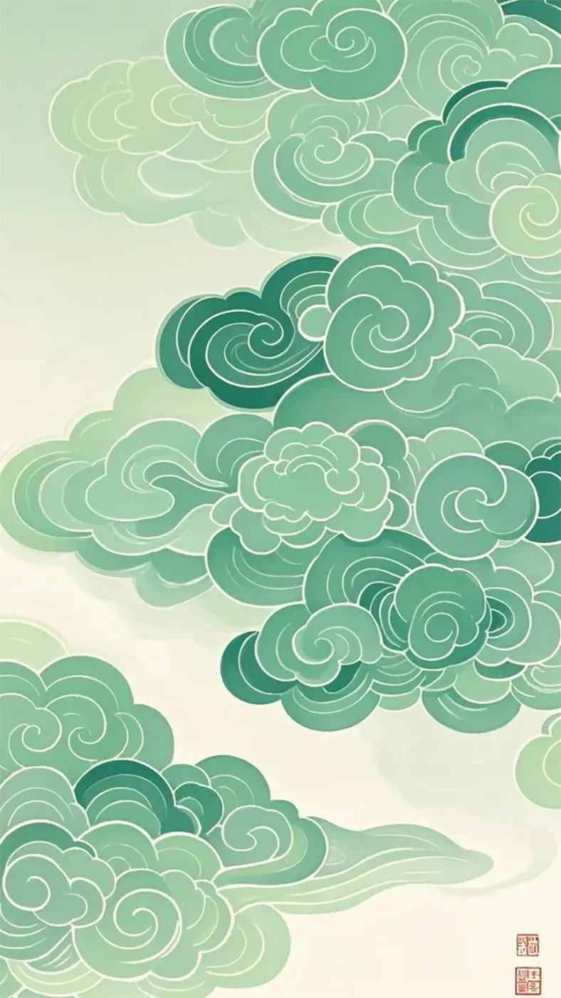 绿色祥云手机高清静态壁纸#20250730145225