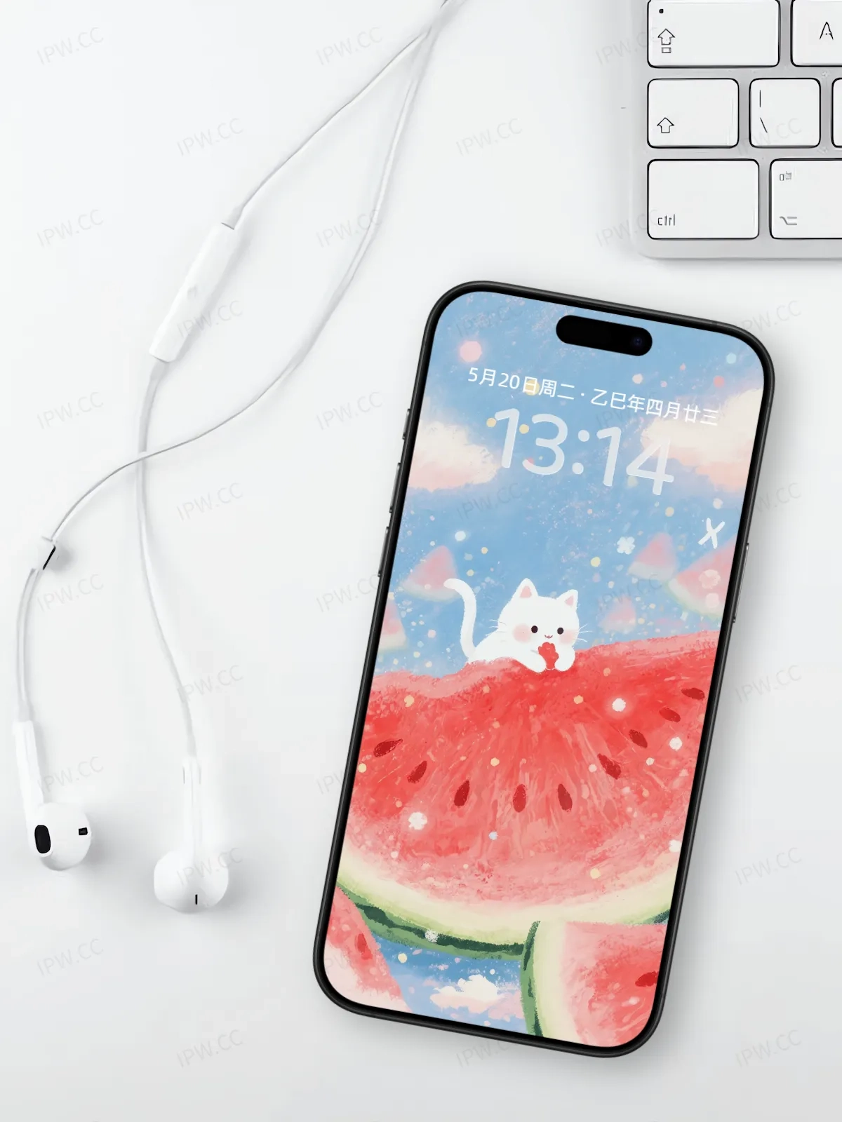 猫咪吃西瓜手机高清静态壁纸#20250801230828 11e307ec0408f33