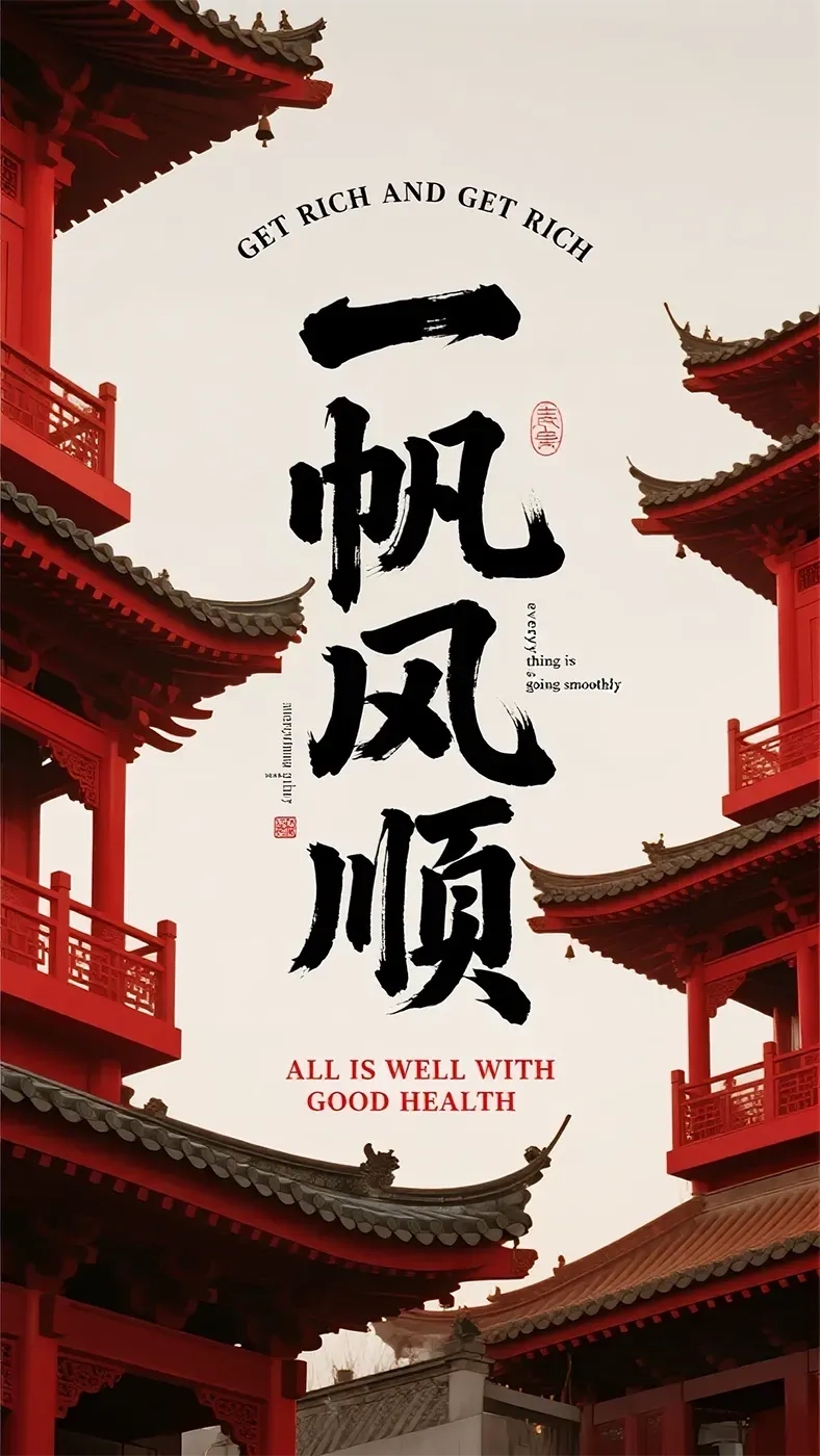 一帆风顺字体手机高清静态壁纸#20250801230447