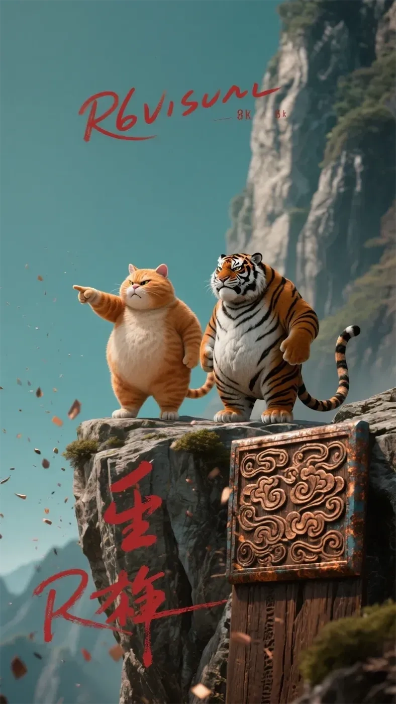 老虎与猫手机高清静态壁纸#20250730144049