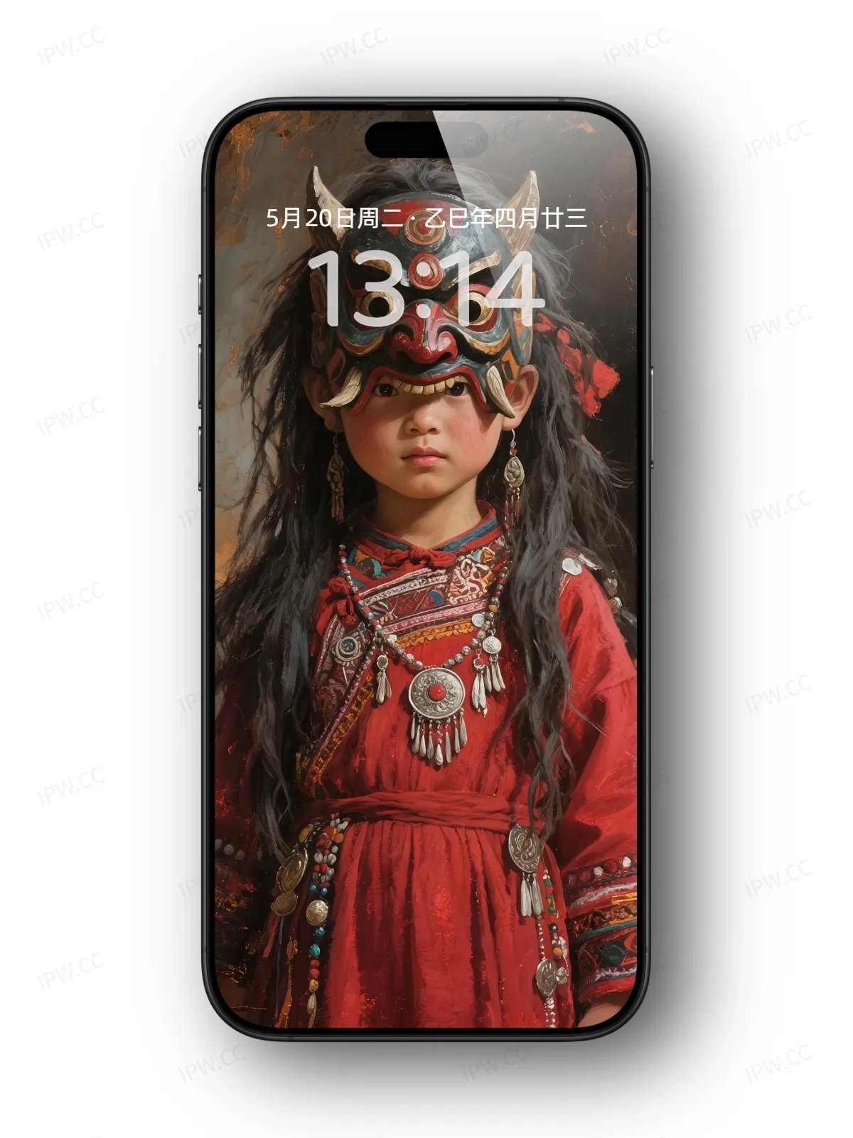 少数民族面具女孩手机高清静态壁纸#20250801230332 23d71175c4d37c1