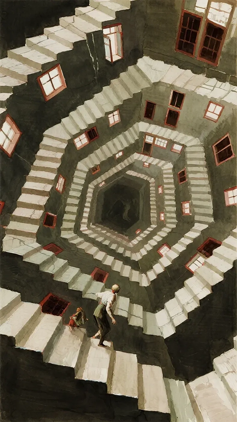 楼梯迷宫手机高清静态壁纸#20250730143143