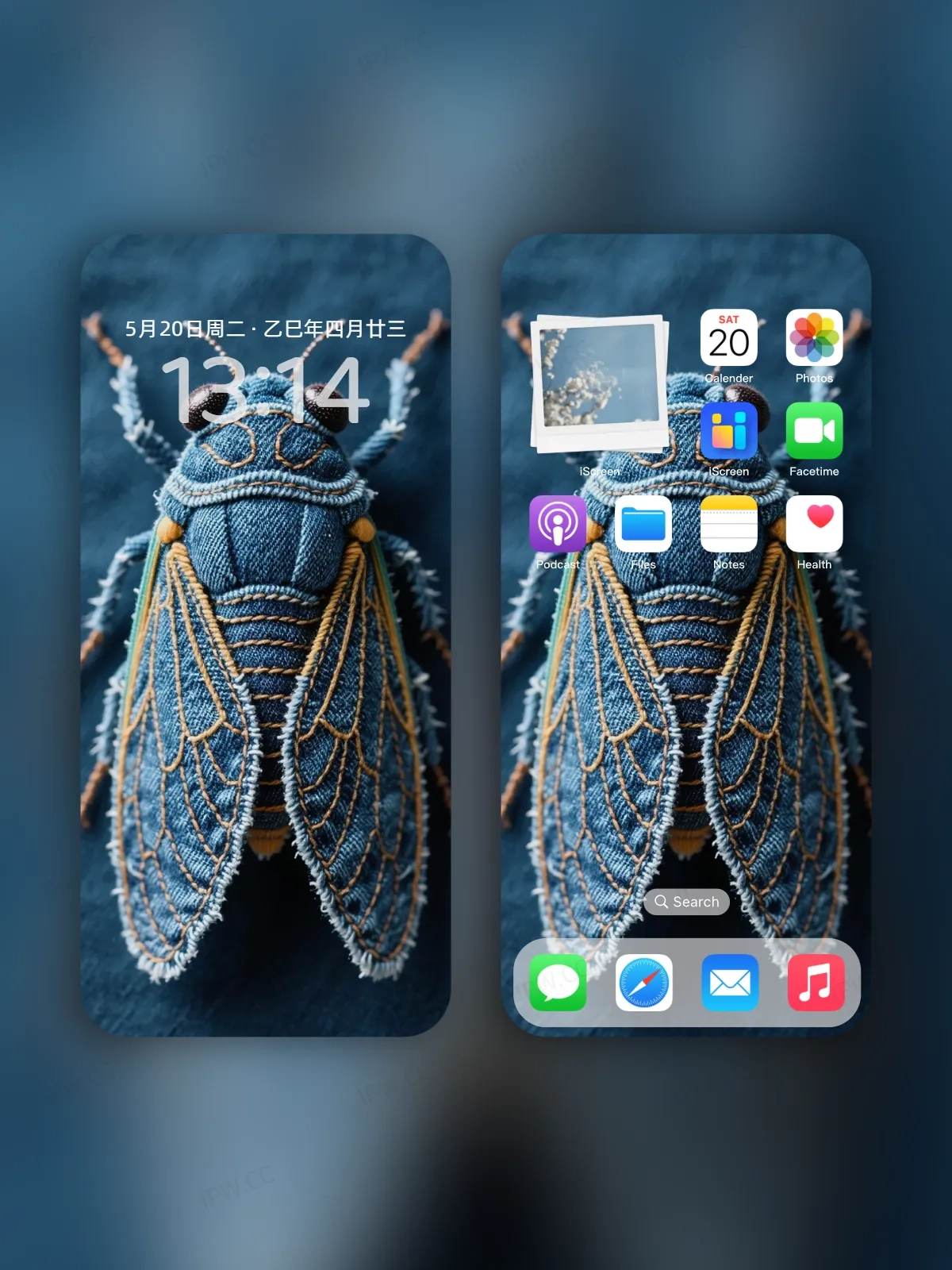 牛仔布材质蝉手机高清静态壁纸#20250730145031 32dbae79c47d3df