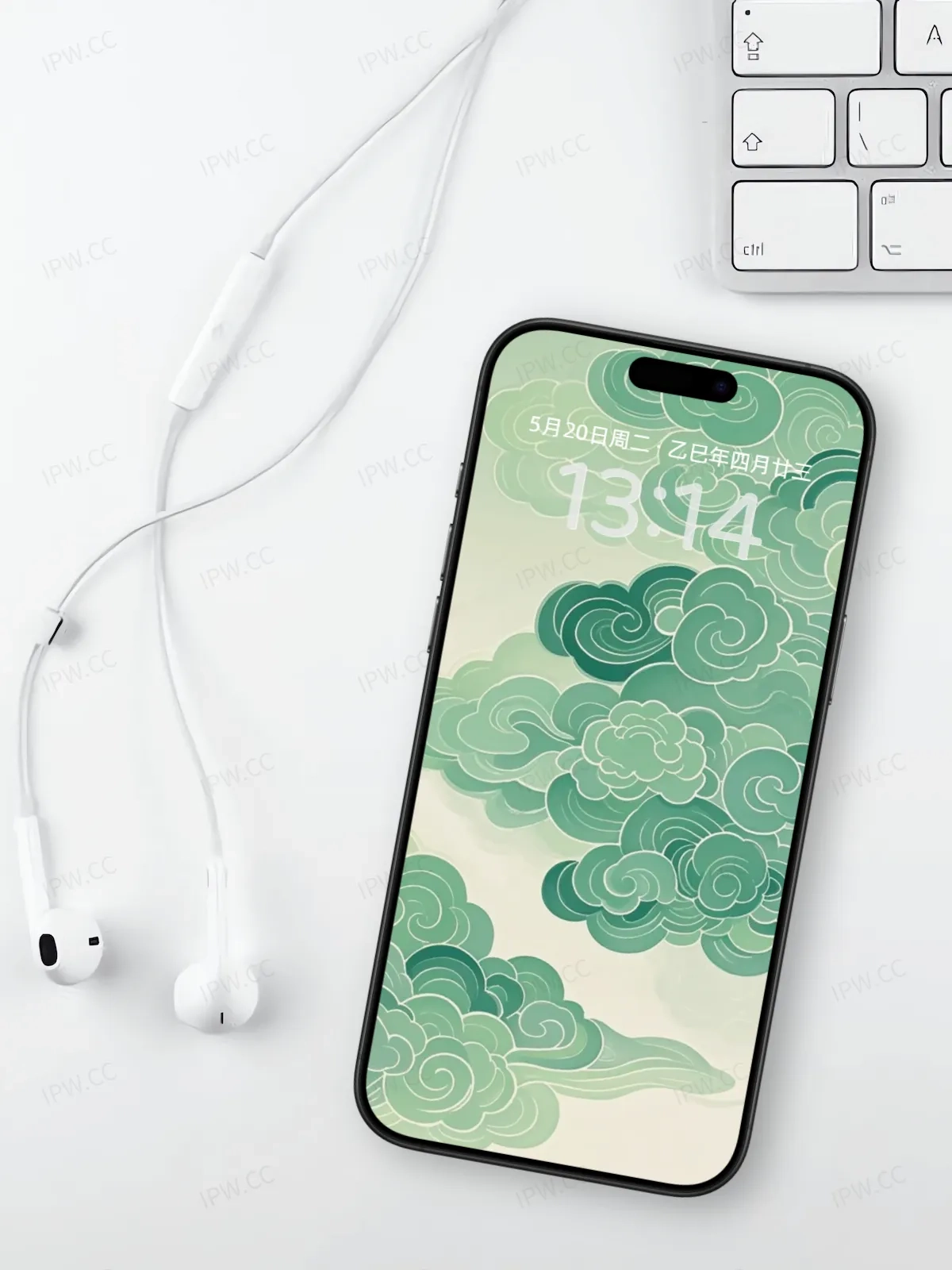 绿色祥云手机高清静态壁纸#20250730145225 35656fc776517bd