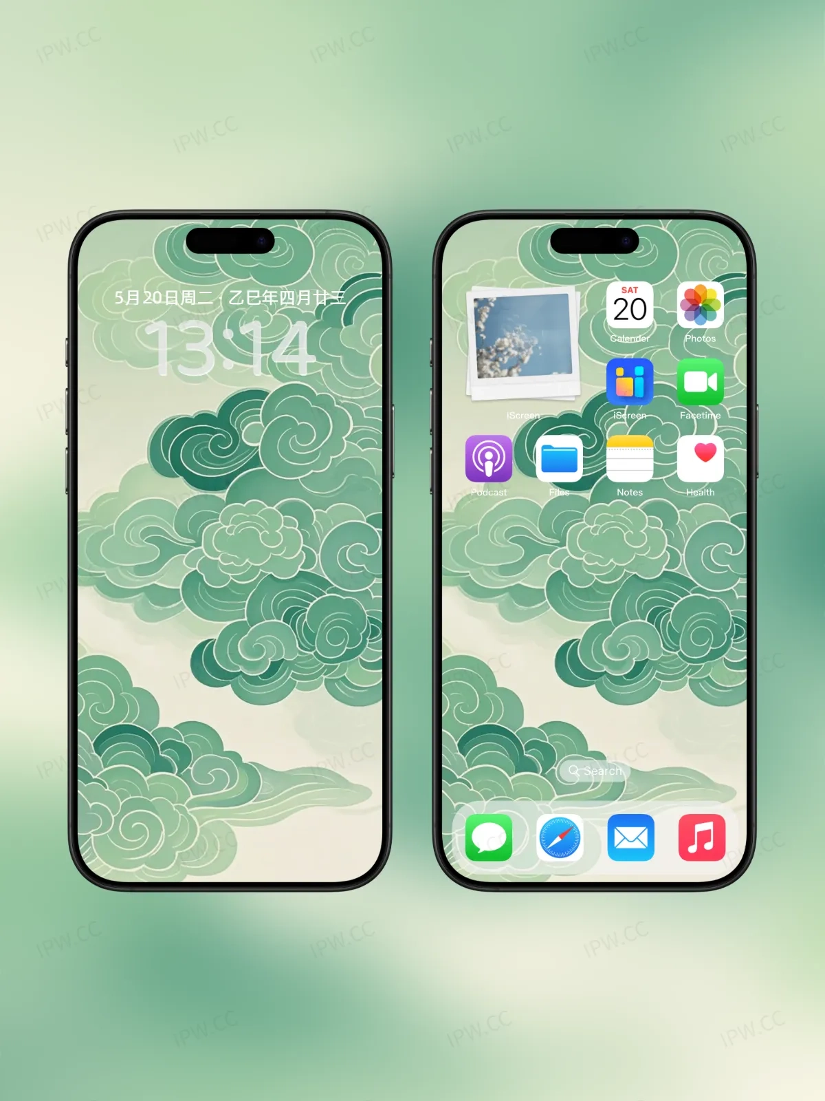 绿色祥云手机高清静态壁纸#20250730145225 446753999f996b5