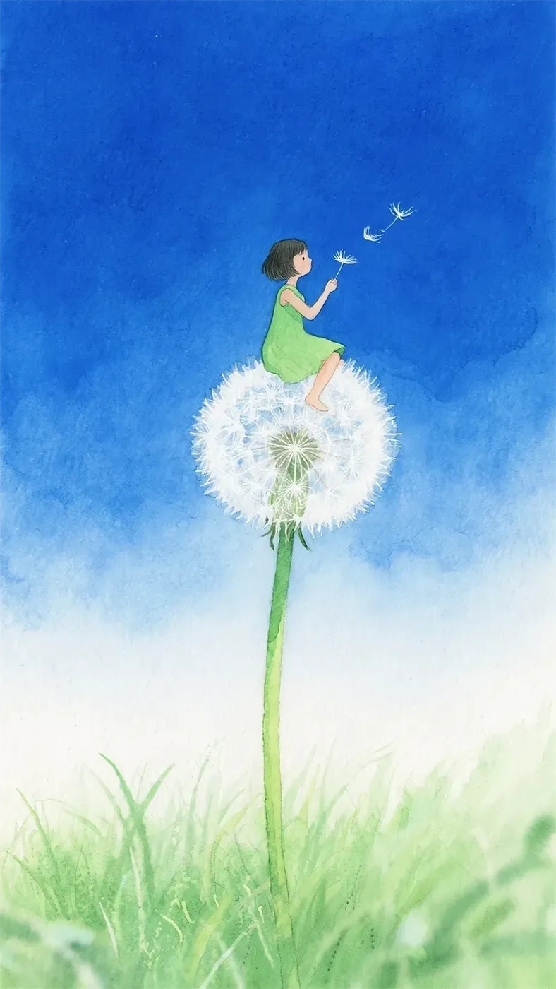 蒲公英女孩手机高清静态壁纸#20250801230250