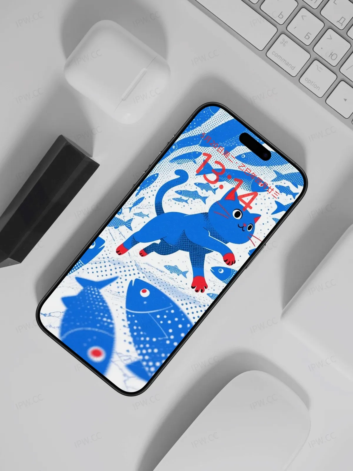 猫咪与鱼手机高清静态壁纸#20250730144030 4a3270f03e8a1c9