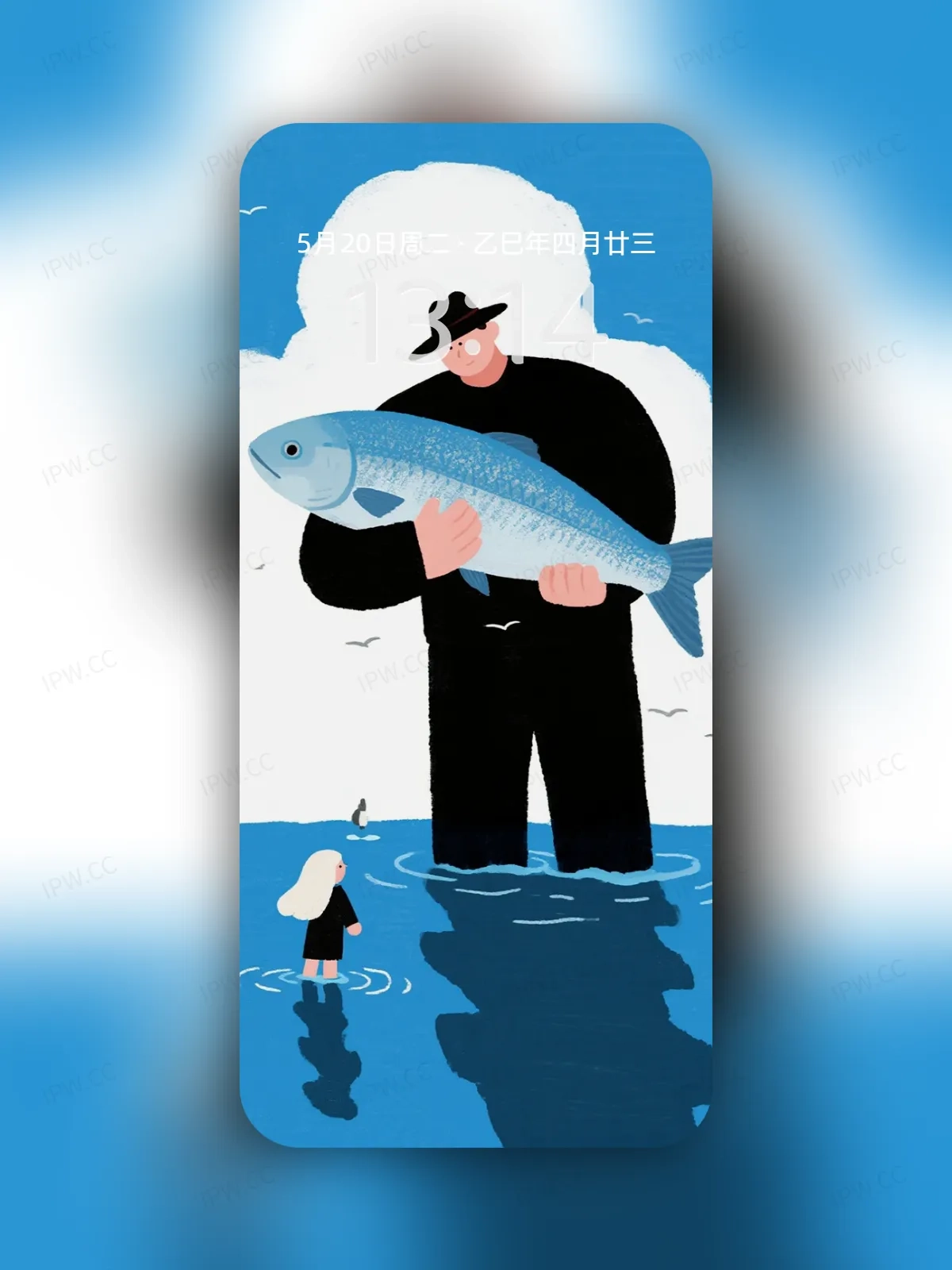 小女孩与父亲抓鱼手机高清静态壁纸#20250730143040 4c4ddd842ecc3c1